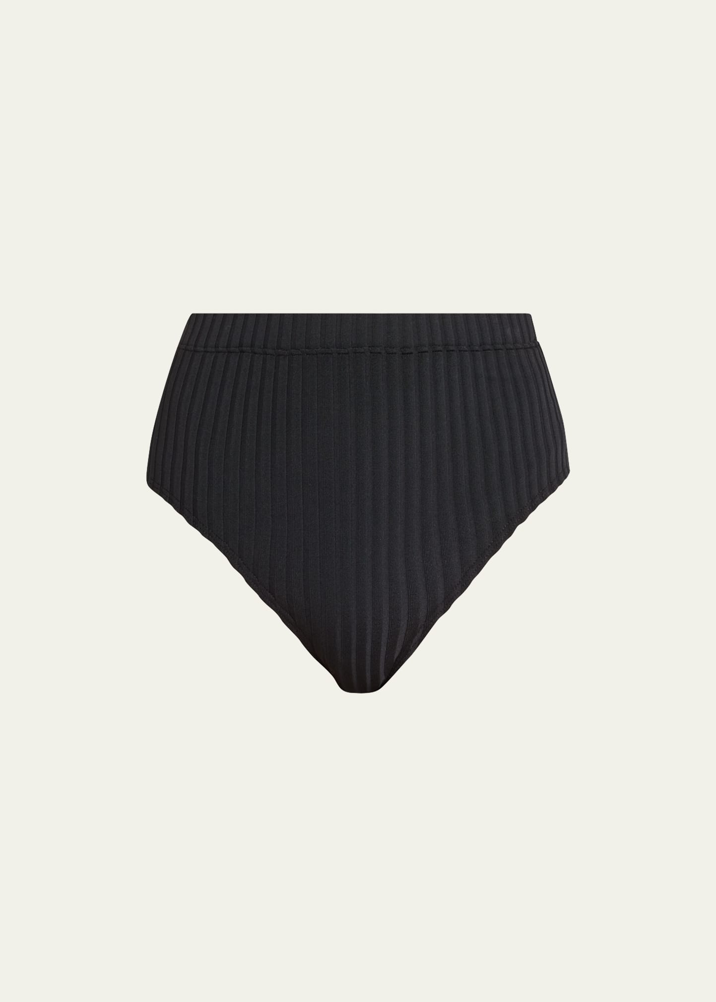 Shop Solid & Striped The Lilo High-waist Rib Bikini Bottoms In Solid Rib Black