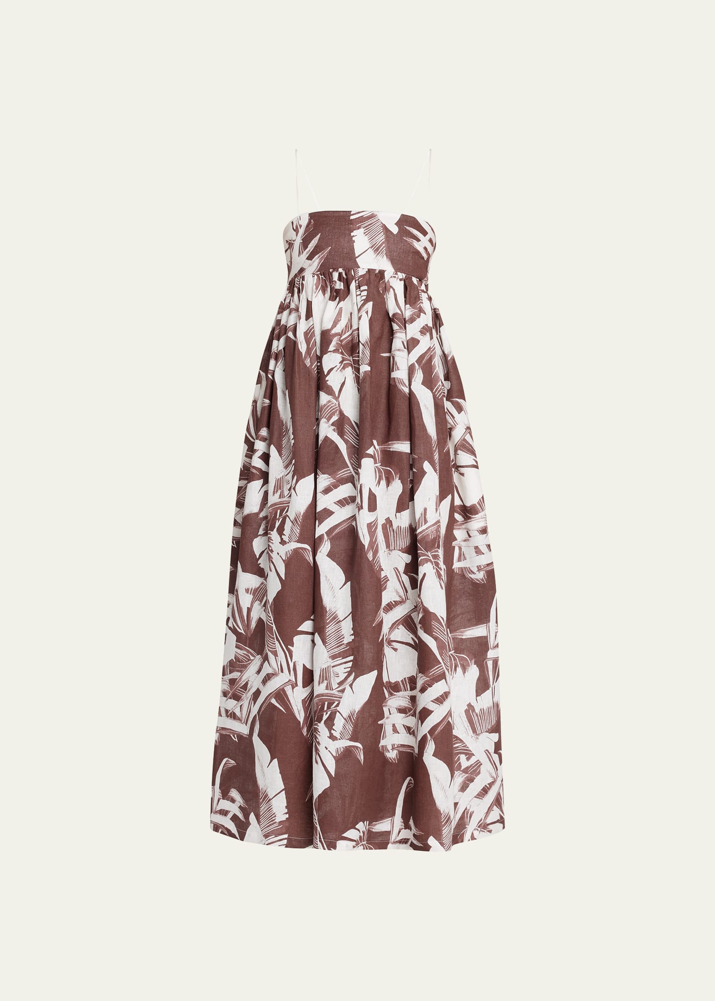 Three Graces London Katie Linen Midi Dress In Prune