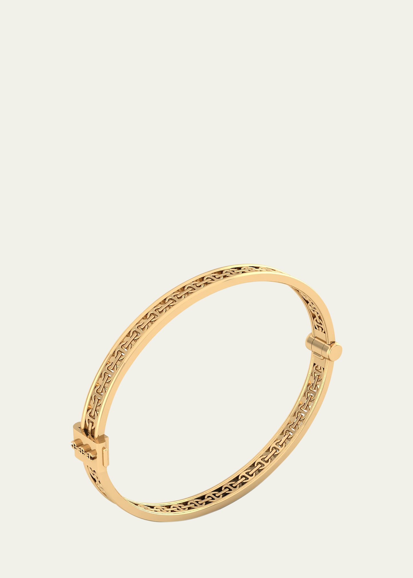 18K Yellow Gold Tri-Link Bangle Bracelet, 6mm