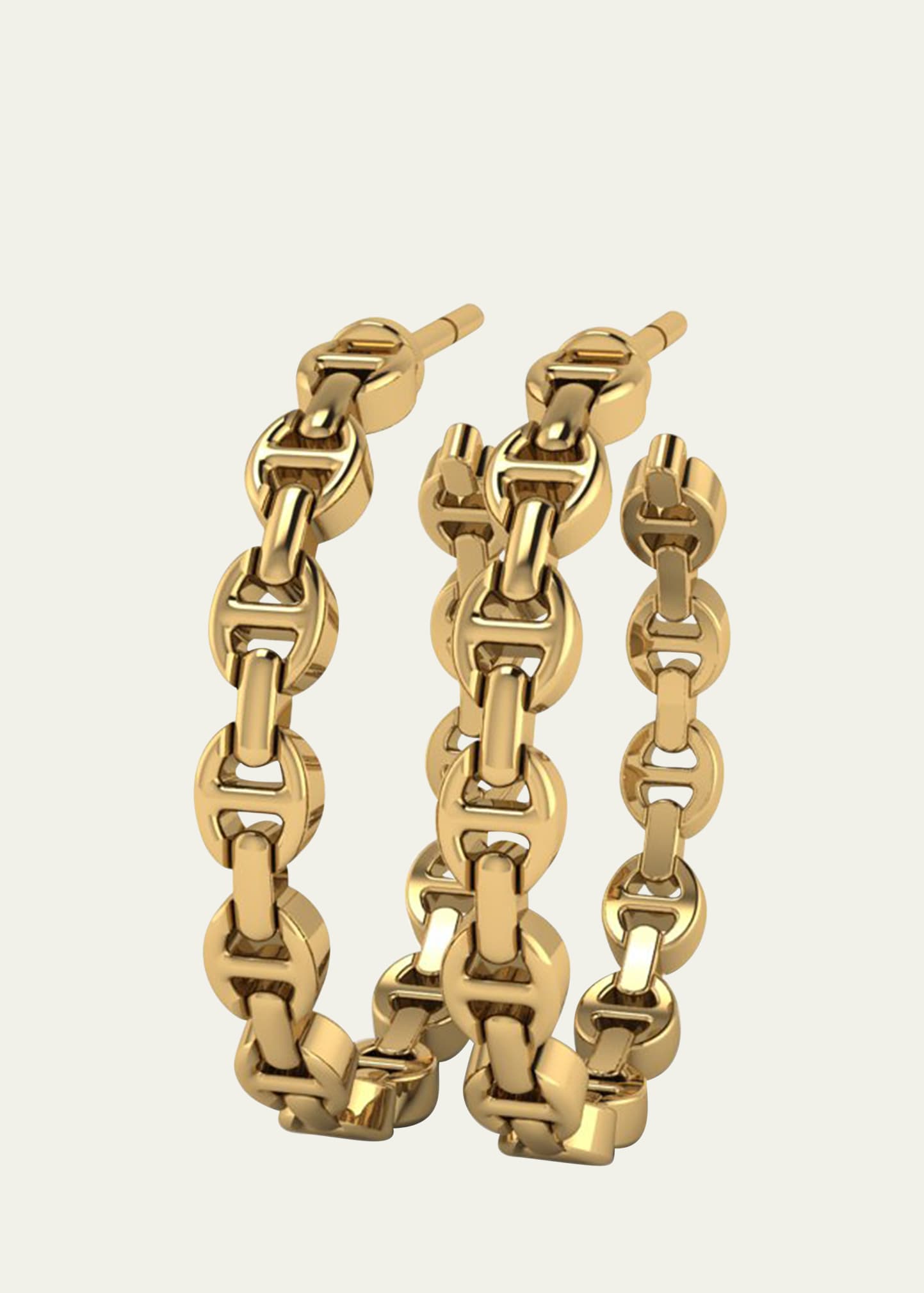 18K Yellow Gold Micro Tri-Link Earrings