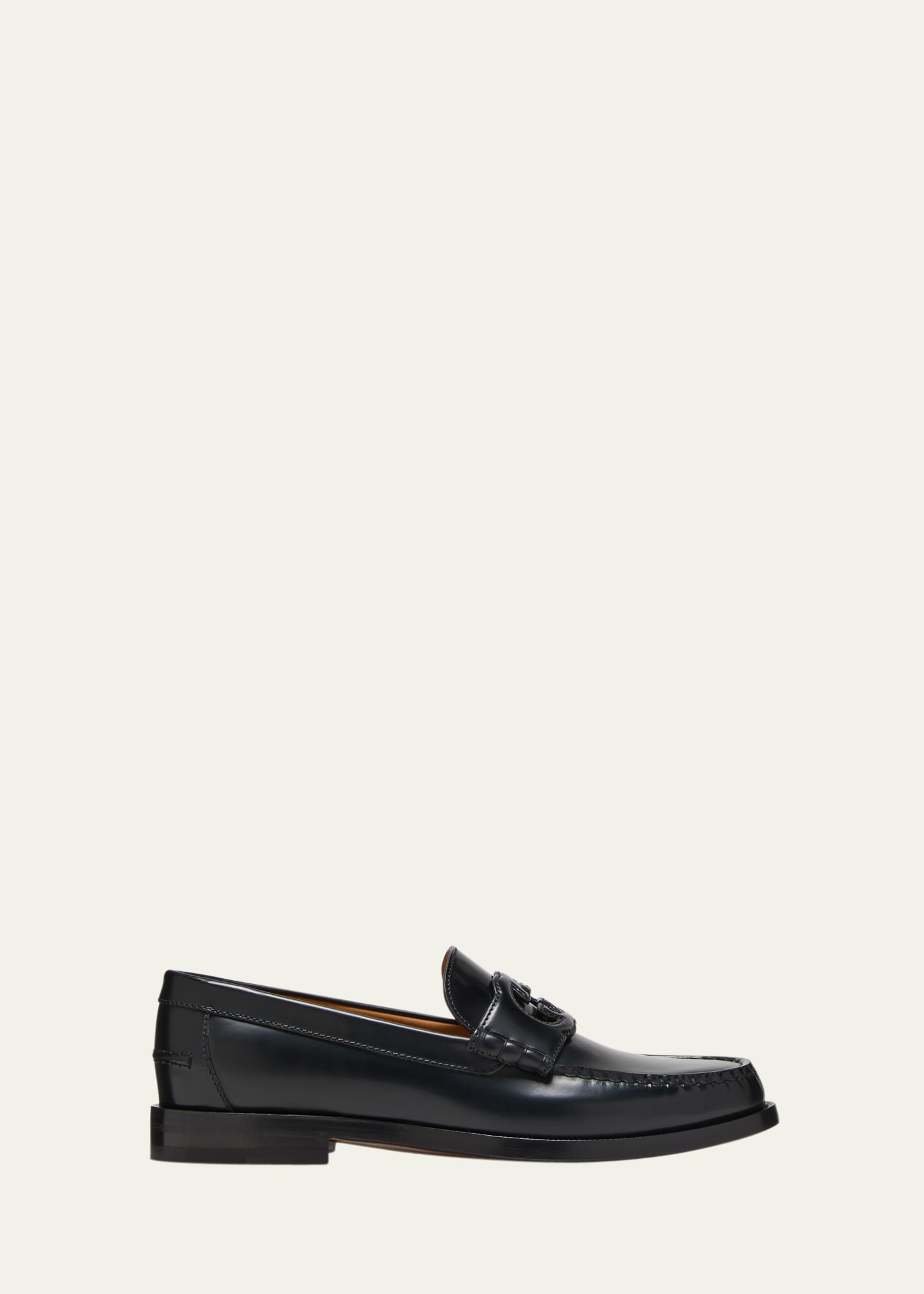 Gucci Black Interlocking G Leather Loafers