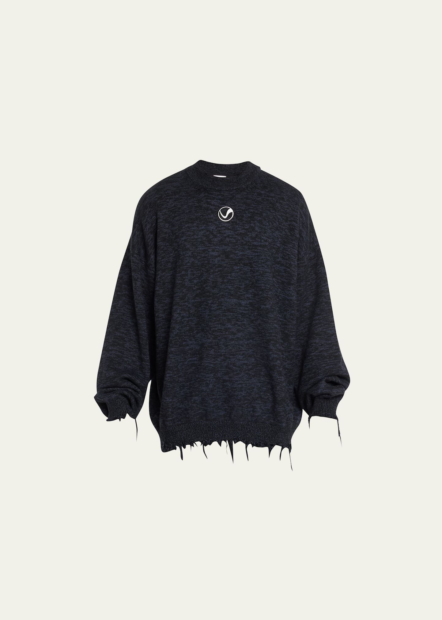 Vetements Two-tone Oversized Wool Sweater In Black