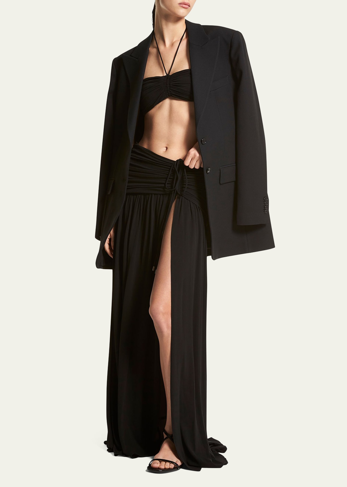 Michael Kors Crepe Sable Scarf Blazer In Black
