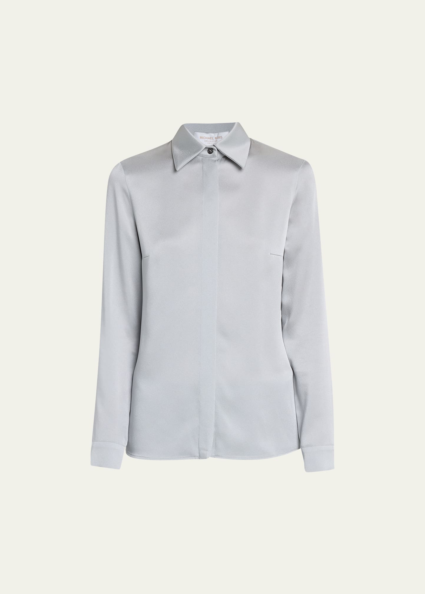 Michael Kors Hansen Charmeuse Button-front Shirt In Pearl Mel
