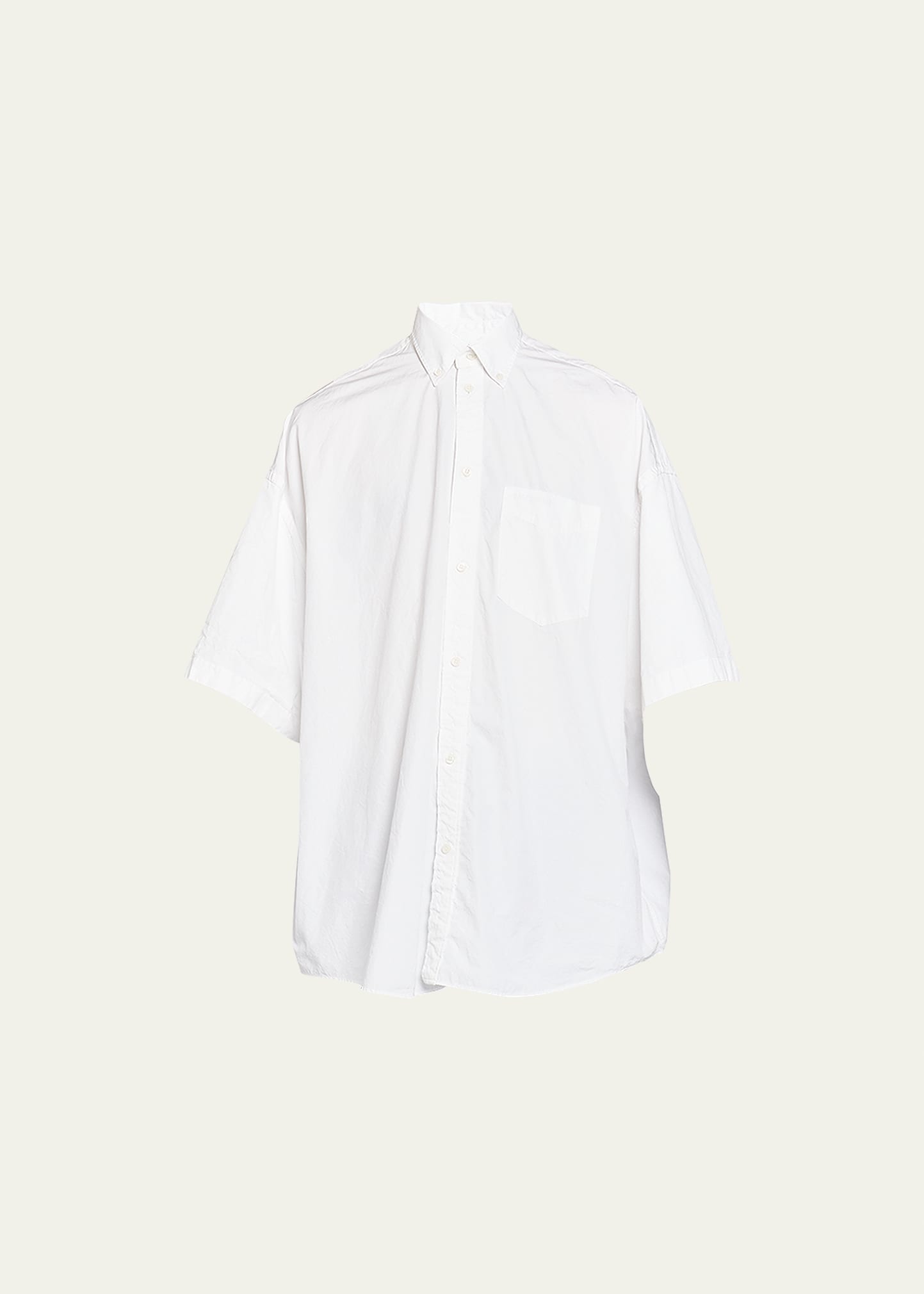 Men's Layered Sleeve Button-Front Shirt