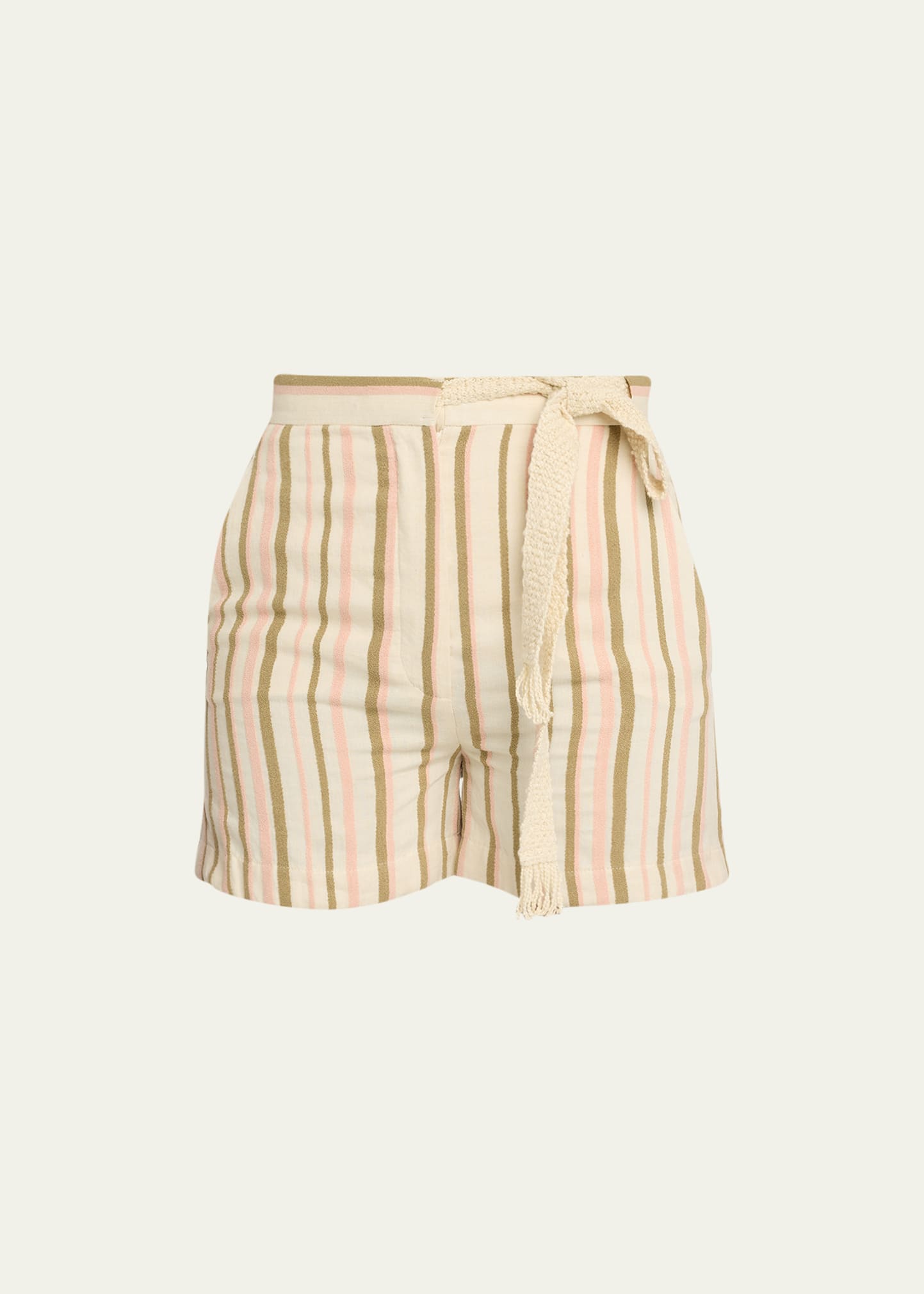 Loro Piana Berm Norris Linen Shorts With Terry Cloth Stripes In F4h1 Nougatlight