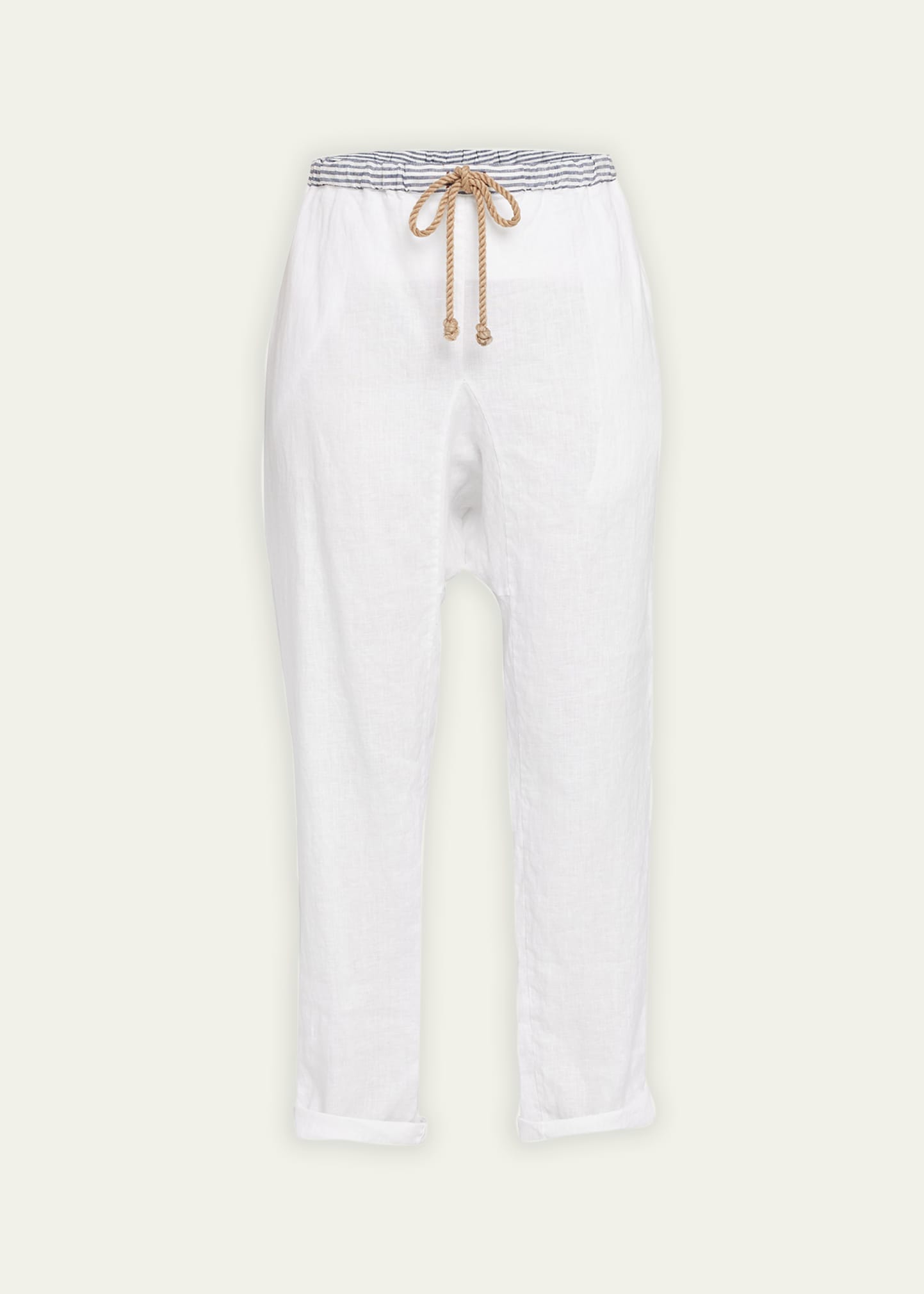 The Salting Carrot Linen Drawstring Trousers In Salt White