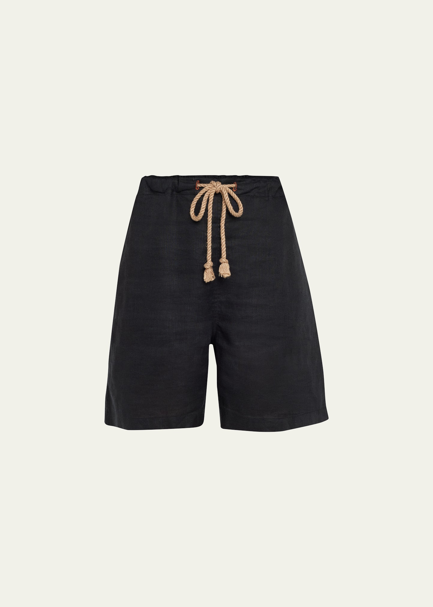 The Salting Bloomers Linen Drawstring Shorts In Onyx