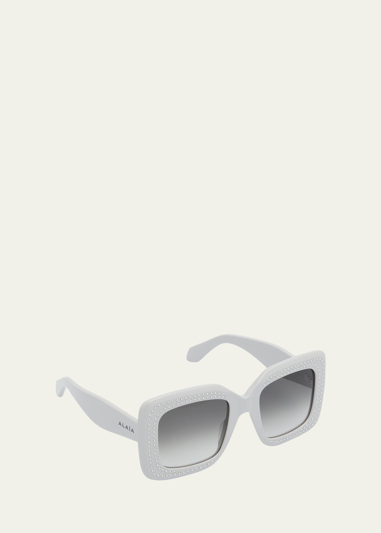 Alaïa Embellished Rectangle Acetate Sunglasses In Gray