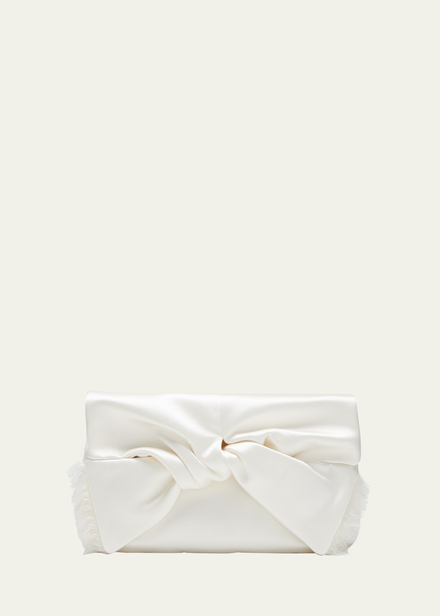 Anya Hindmarch Bow Satin Clutch Bag In Ivory