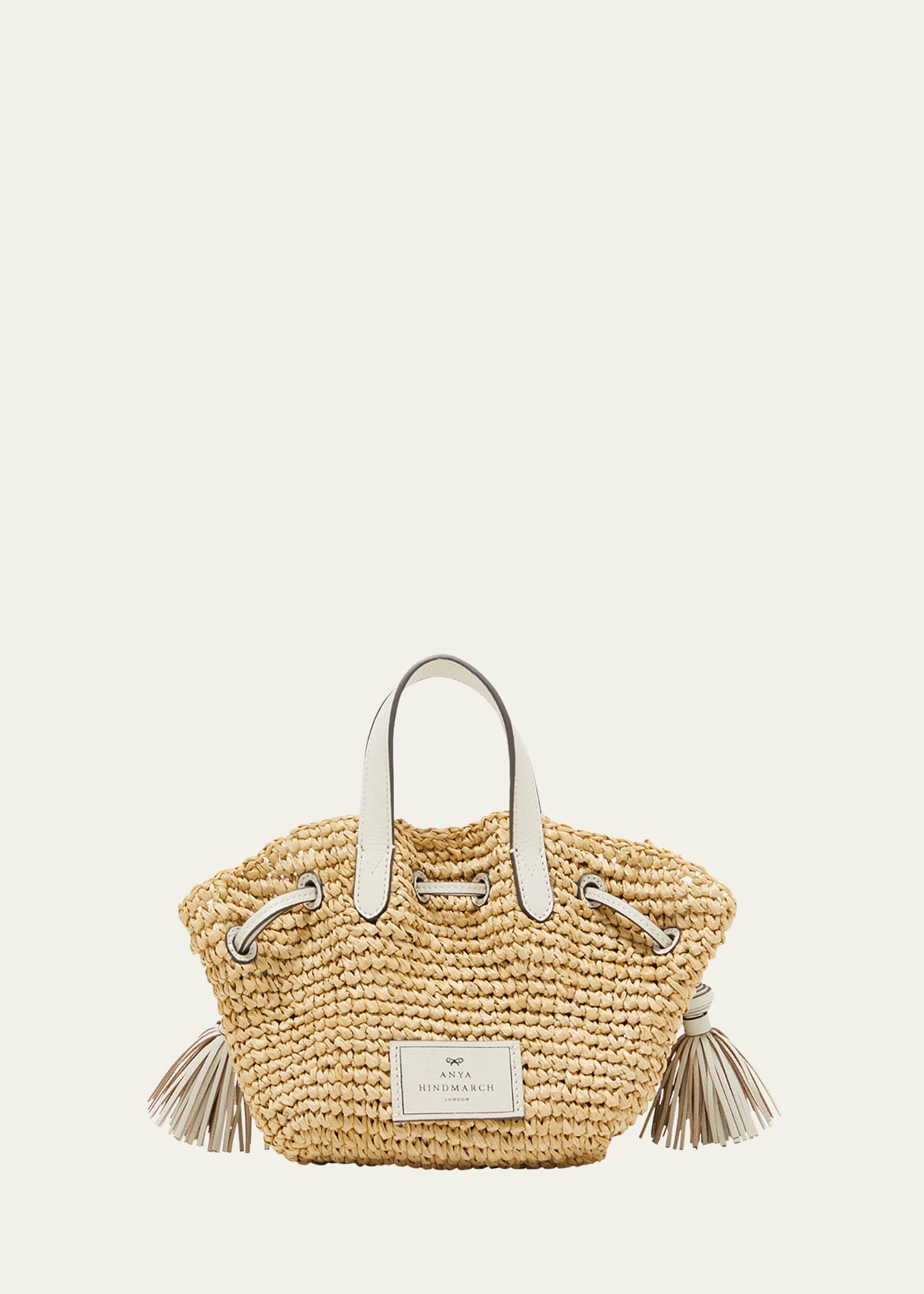 Anya Hindmarch Tassel-detail Raffia Tote Bag In Natural Chalk