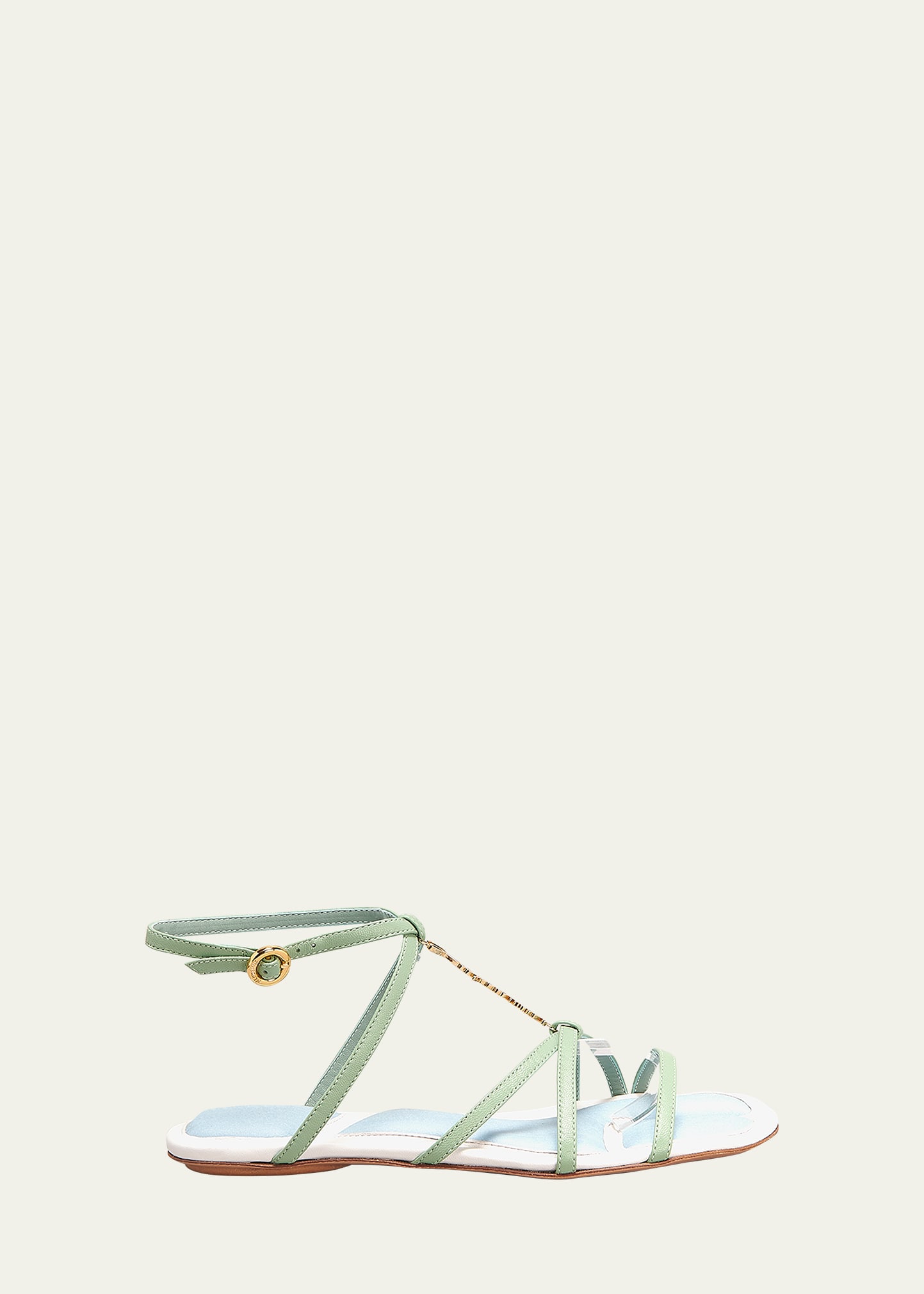 Jacquemus Green 'les Sandales Pralu Plates' Sandals In Light Green