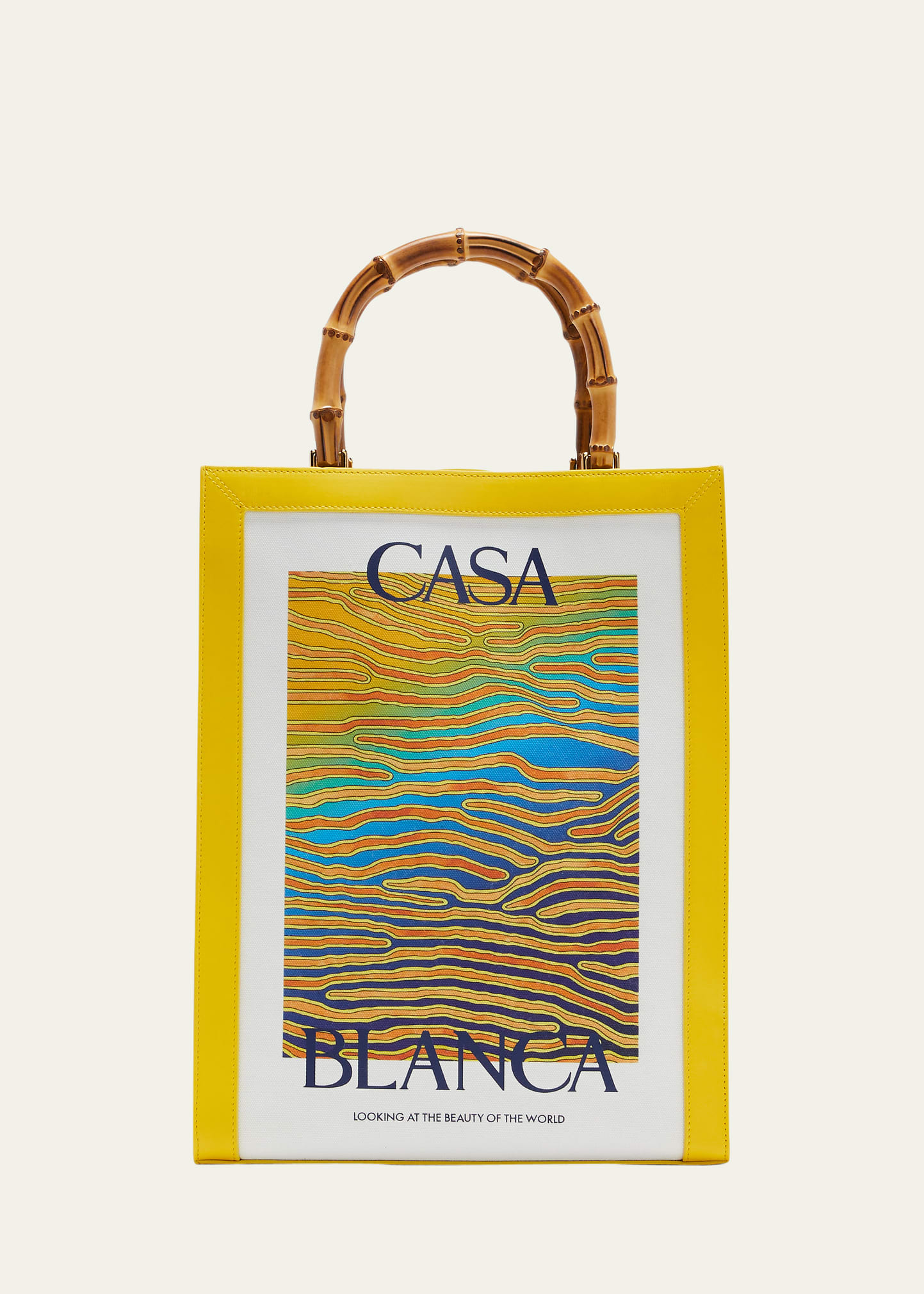 Casablanca Men's Jour Dange Canvas And Leather Tote Bag In Yellow