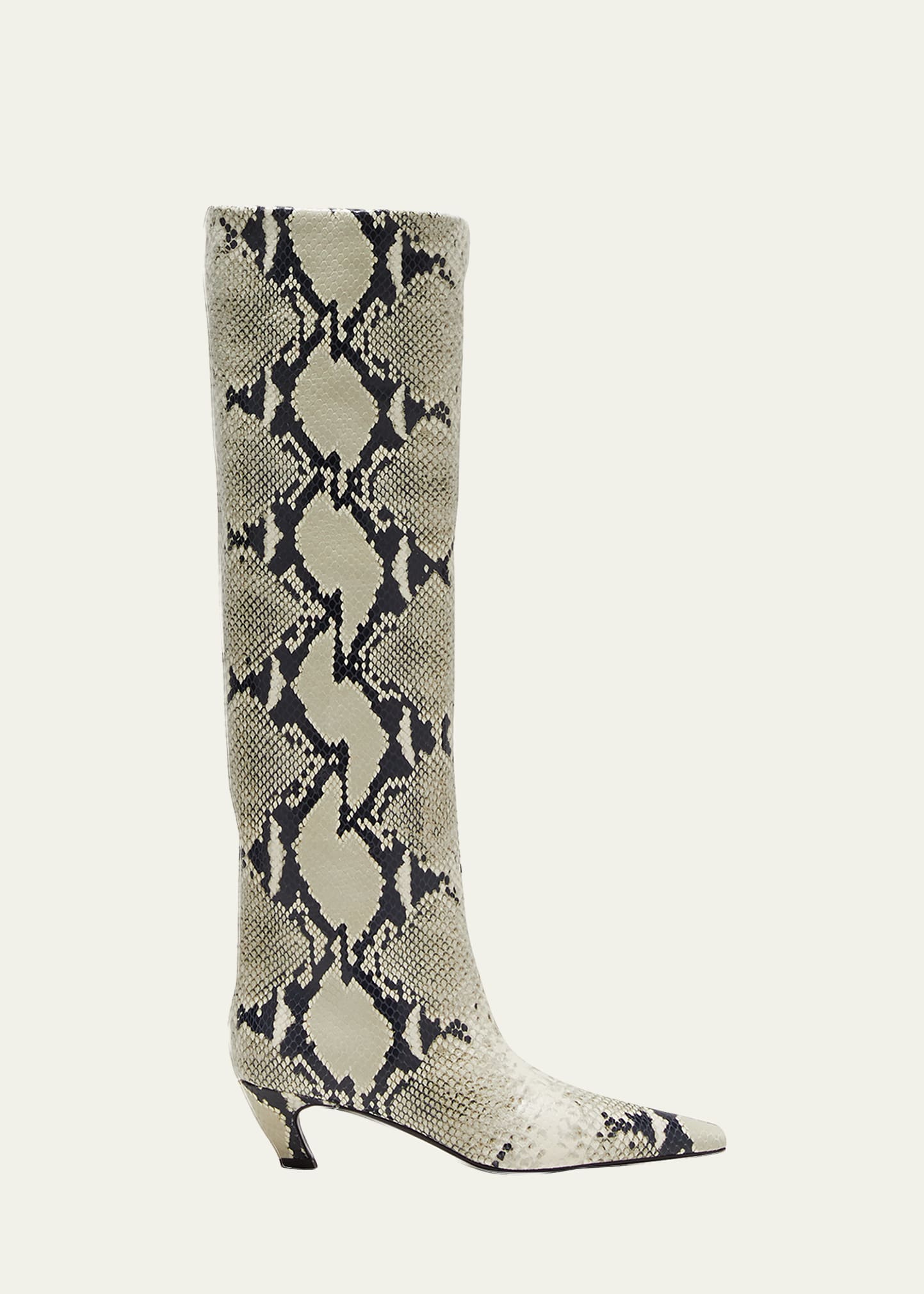 Khaite Davis Snake-Print Leather Knee Boots