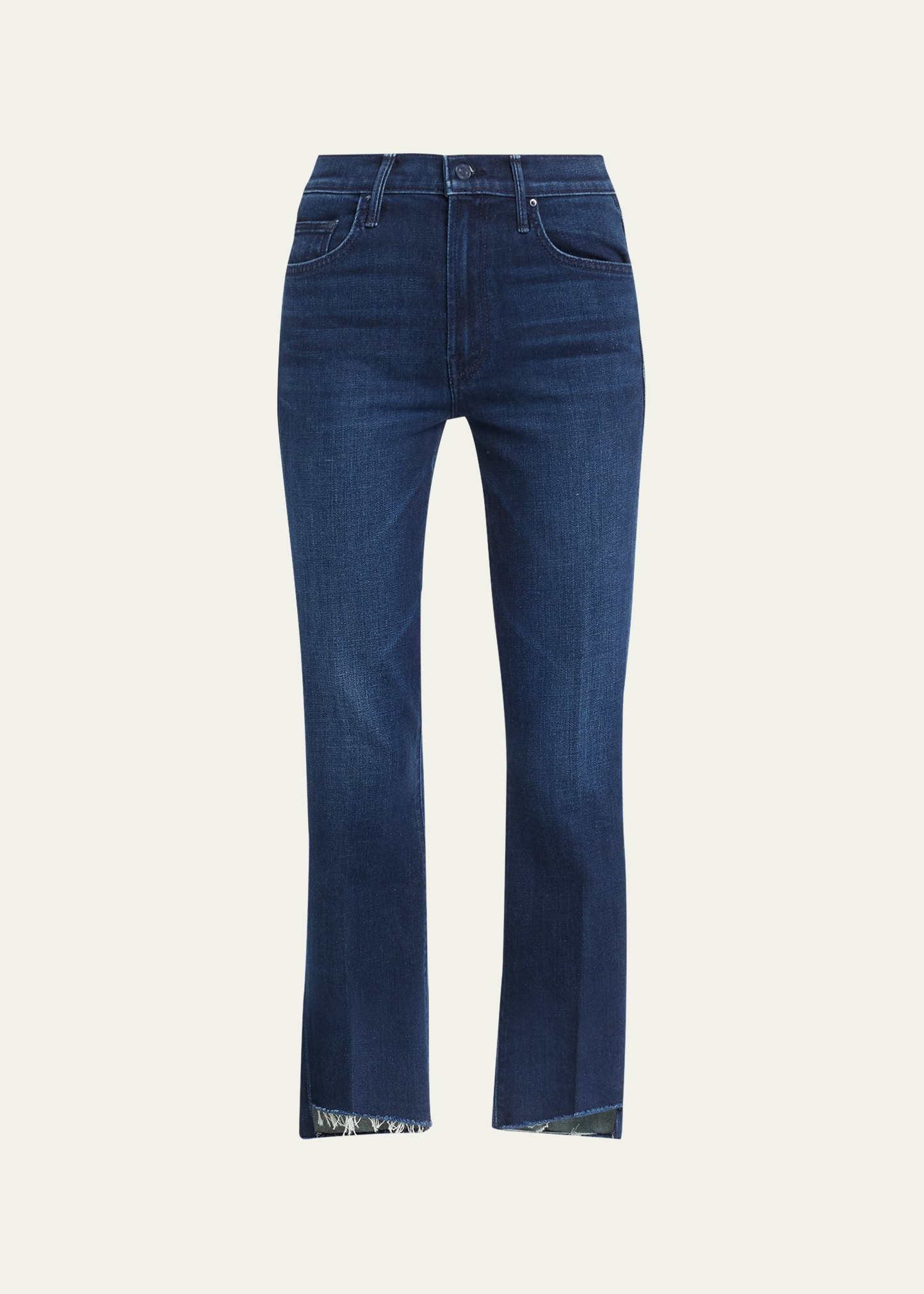 Mother The Insider High Rise Crop Step Fray Bootcut Jeans In Girl Crush In Movin On Up