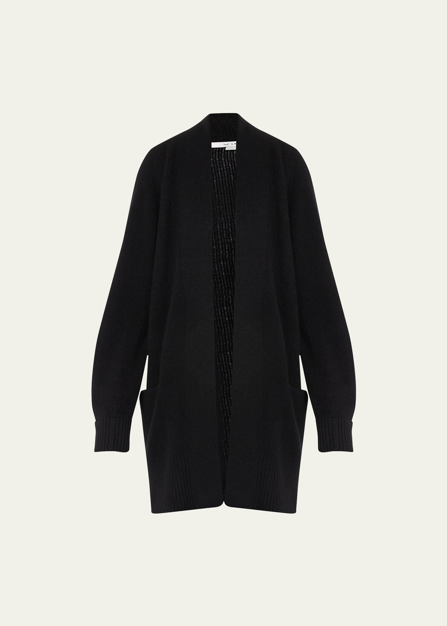 Cashmere Shawl-Collar Open-Front Cardigan