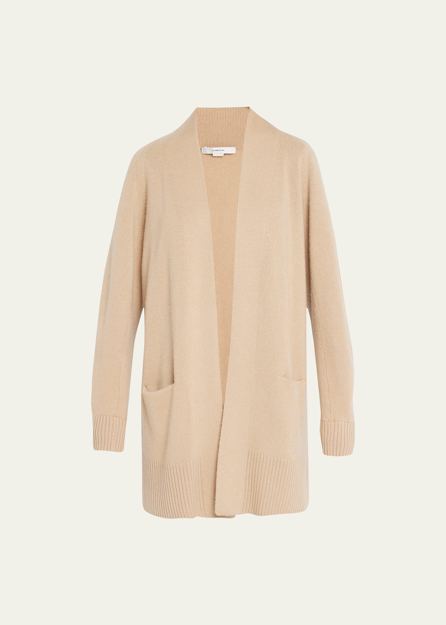 Shop Vince Cashmere Shawl-collar Open-front Cardigan In Camel