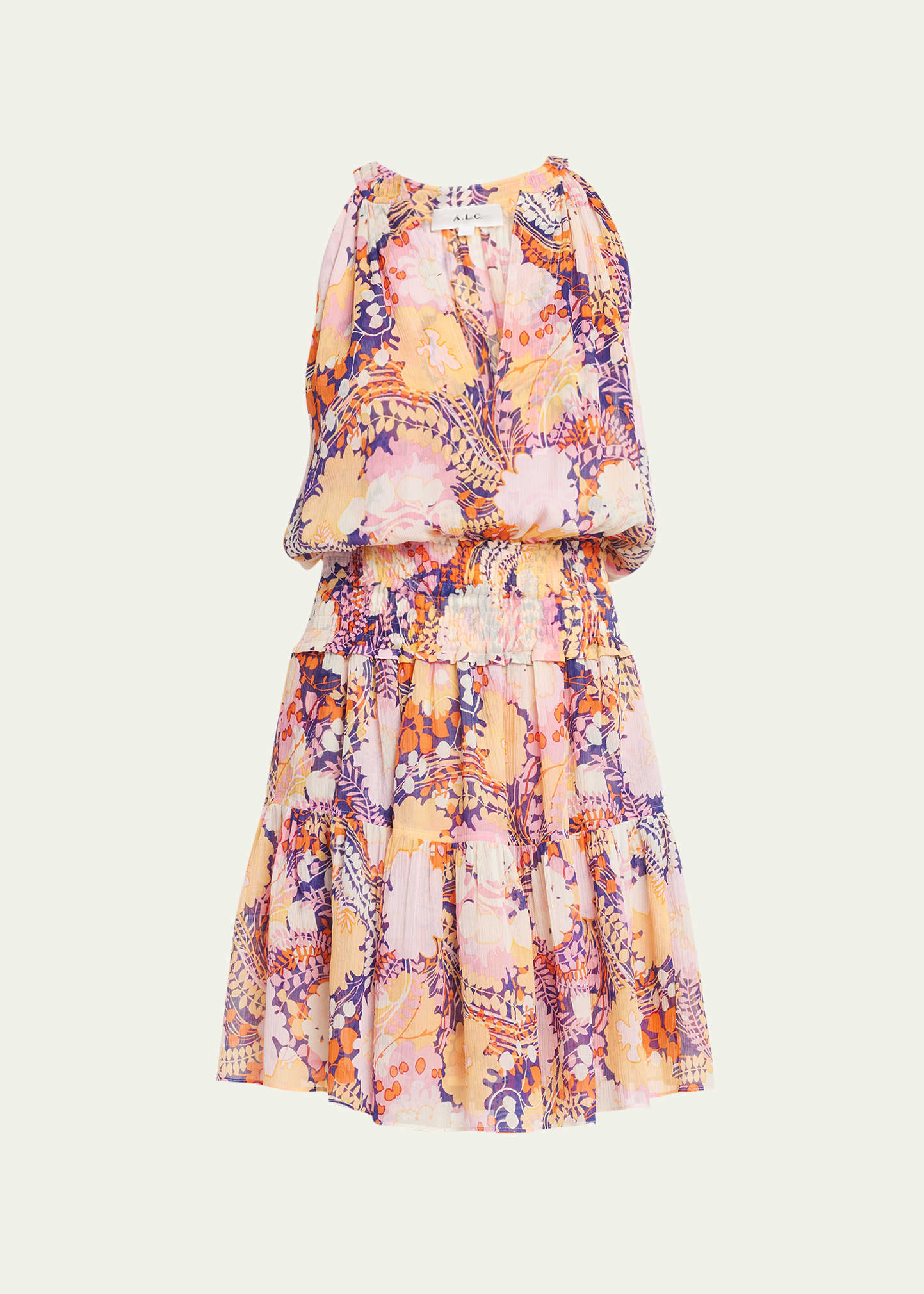 A.l.c Courtney Printed V-neck Mini Dress In Midnightr