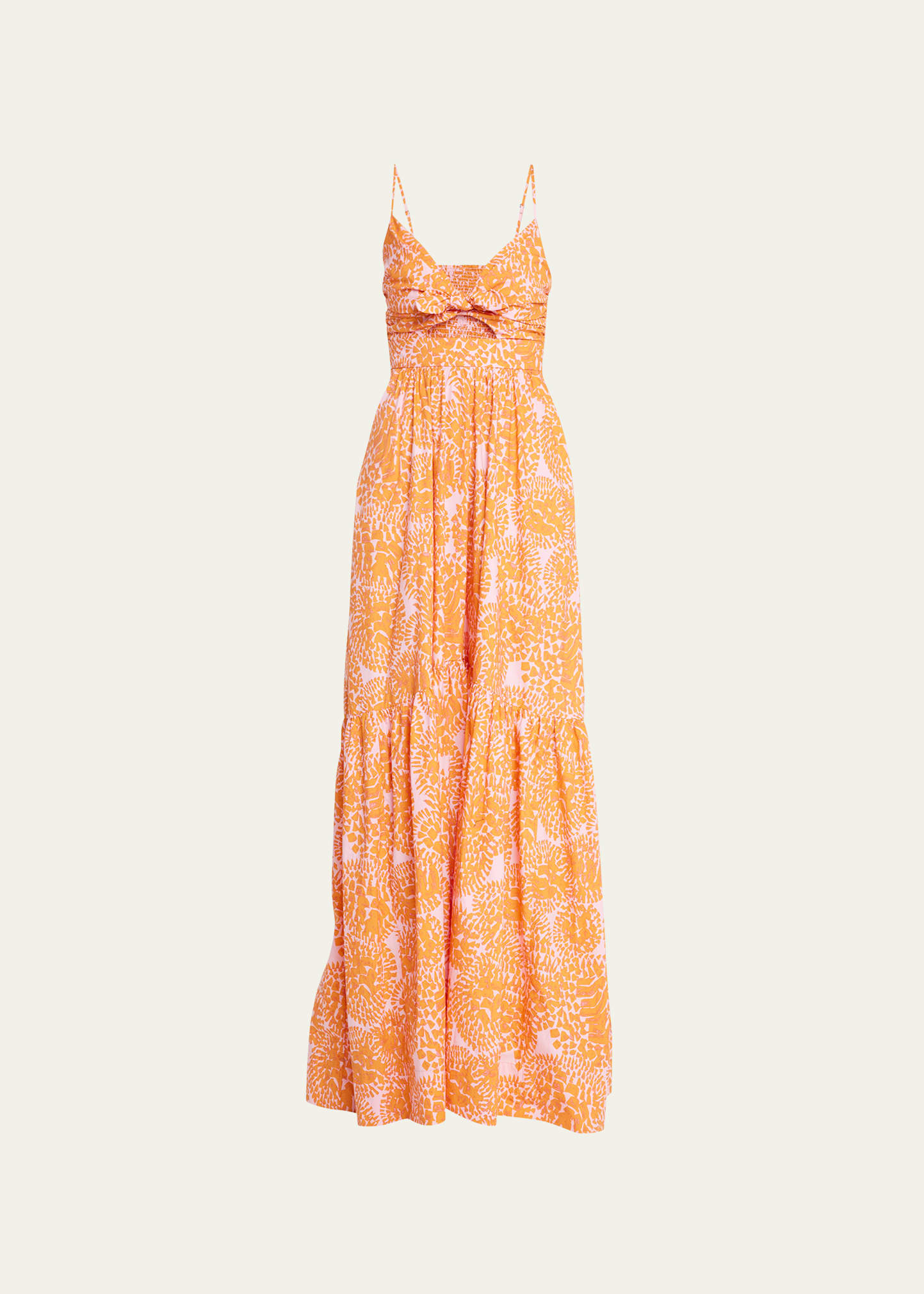 A.l.c Laura Printed Maxi Dress In Citrouille/rose Combo
