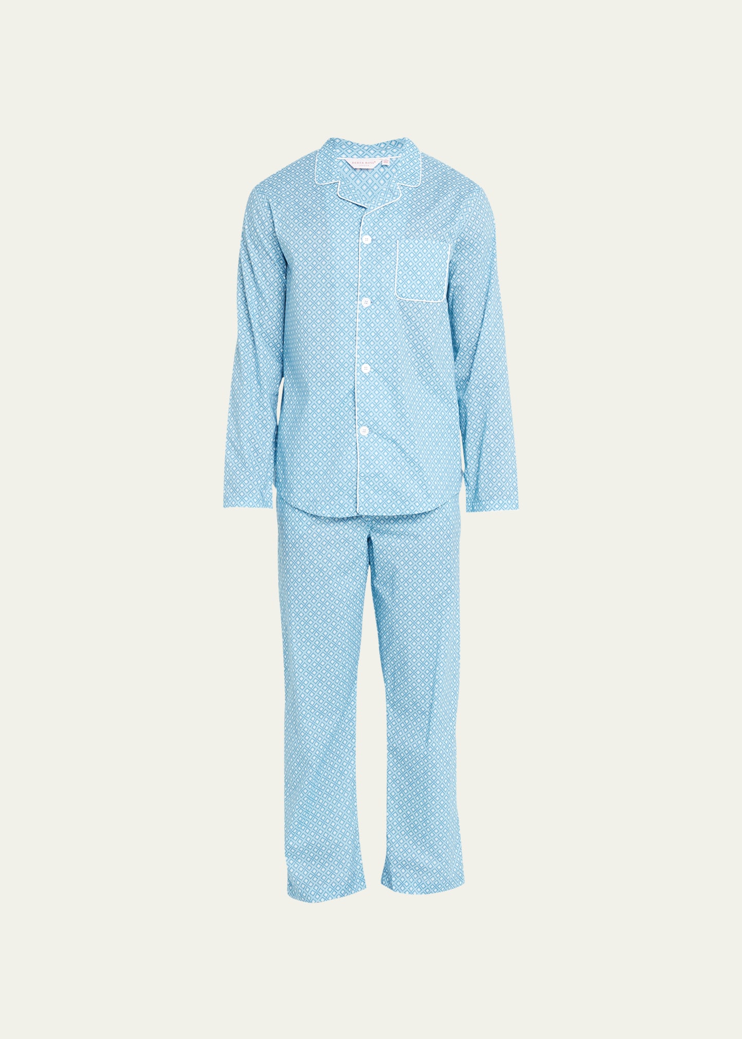 DEREK ROSE MEN'S MODERN-FIT PATTERNED COTTON PAJAMA SET