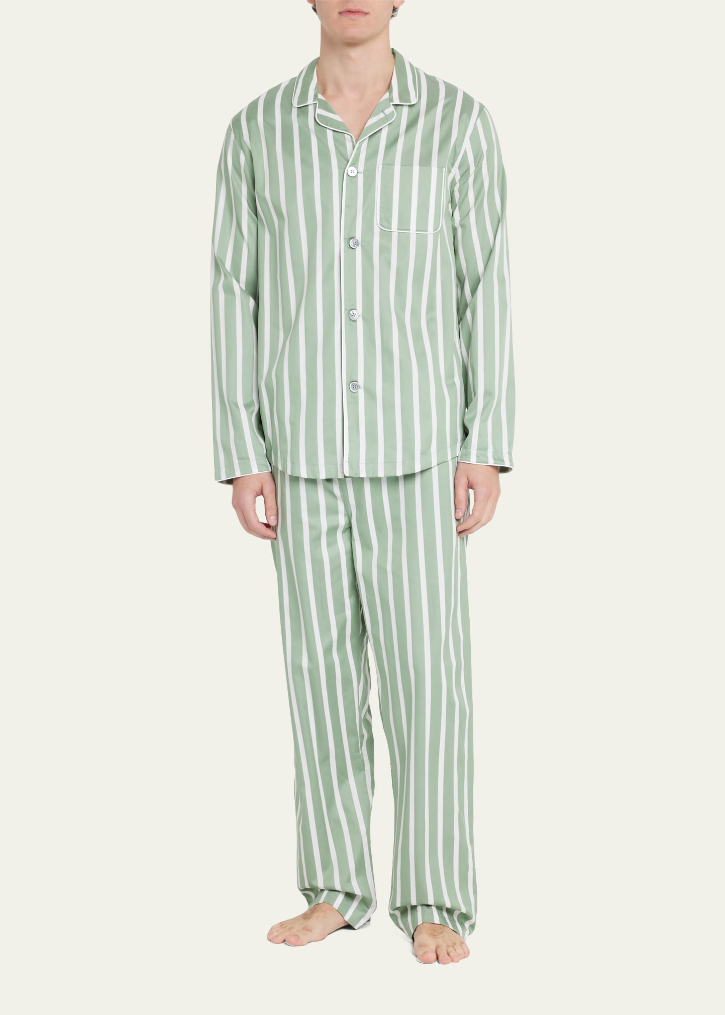 Men's Modern-Fit Striped Cotton Pajama Set