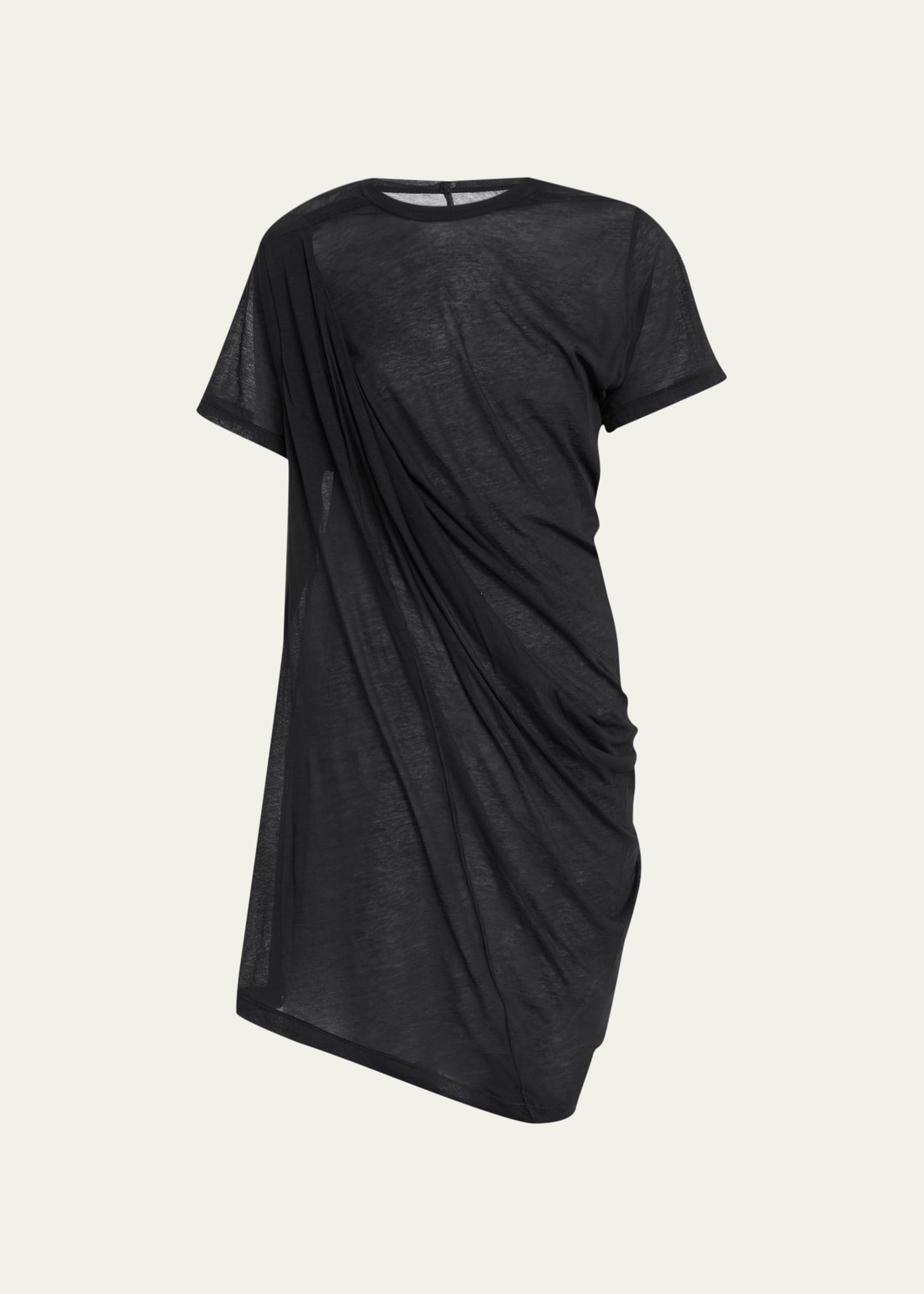 Shop Rick Owens Side Hiked Sheer Crew T-shirt In Black