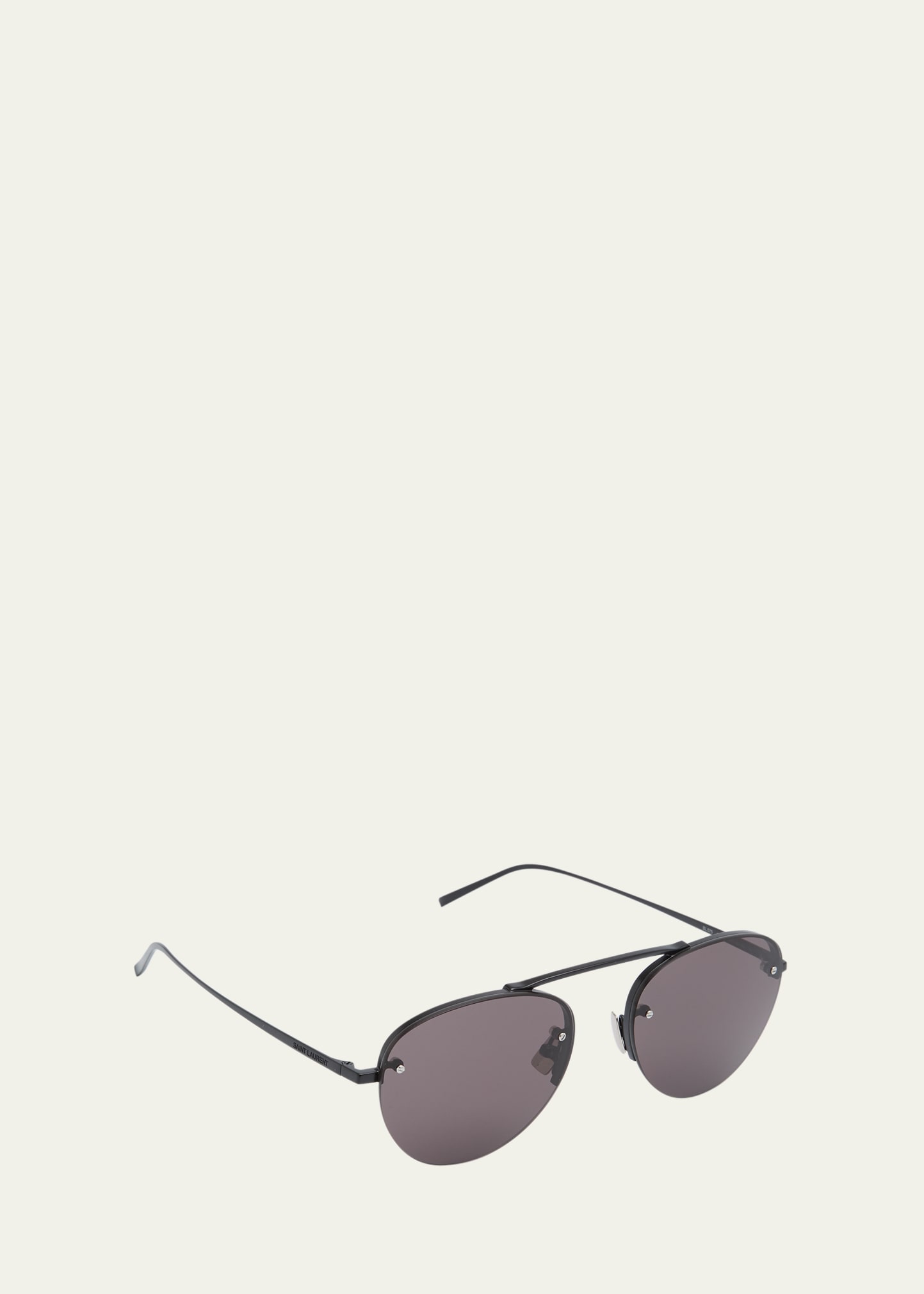 Saint Laurent Curved Zinc Alloy Aviator Sunglasses In Black