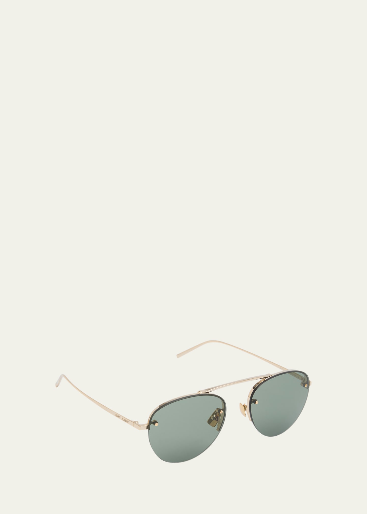 Saint Laurent Curved Golden Zinc Alloy Aviator Sunglasses