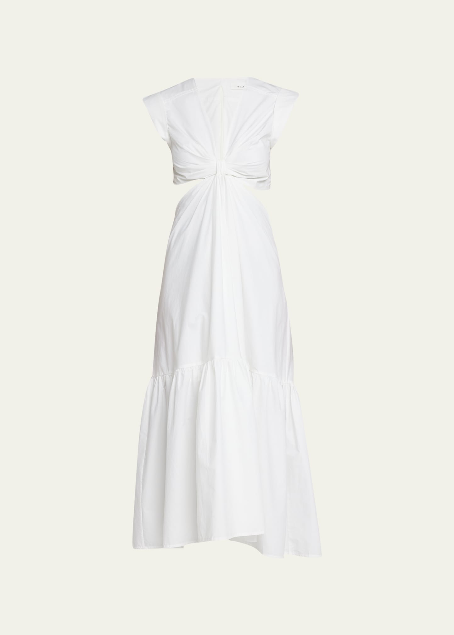 Shop A.l.c Alexandria Gathered Cut-out Midi Dress In White