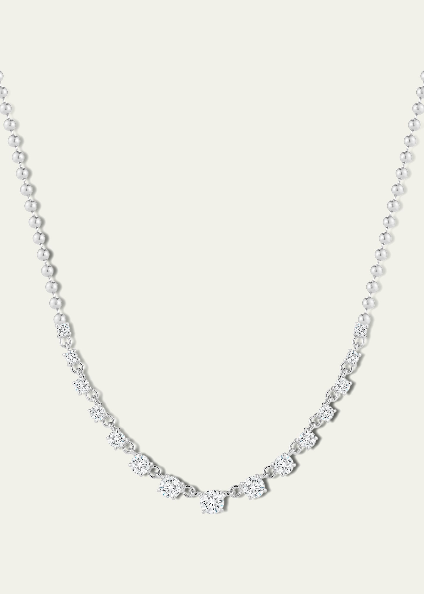 Jemma Wynne 18k White Gold Prive Graduated Diamond Necklace With Ball Chain