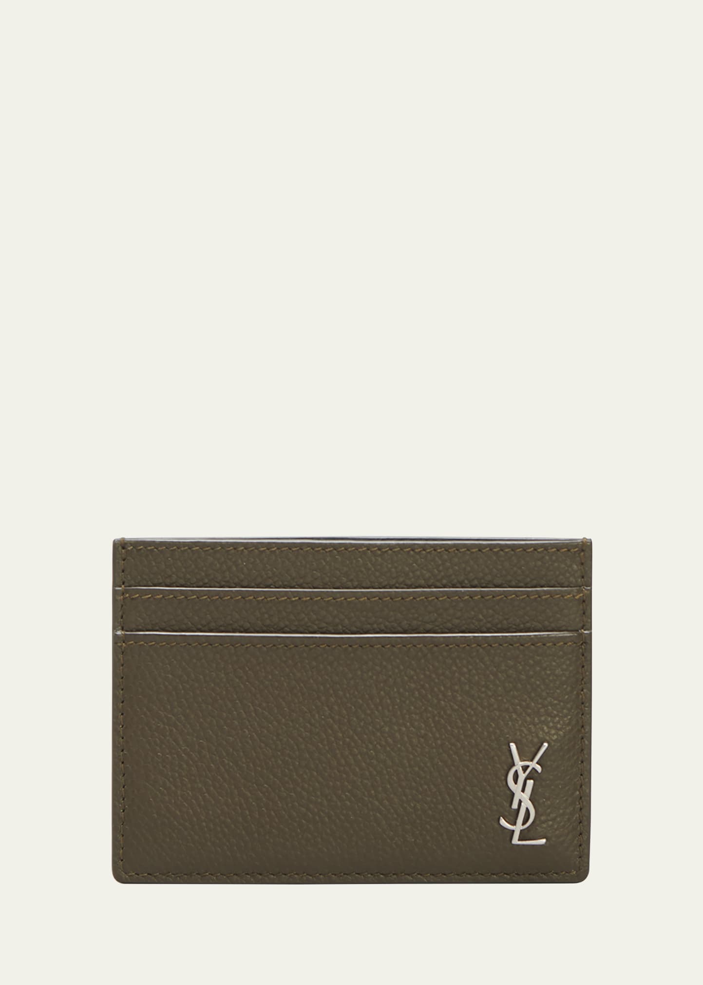 Men's Monogram Plaque Leather Card Holder