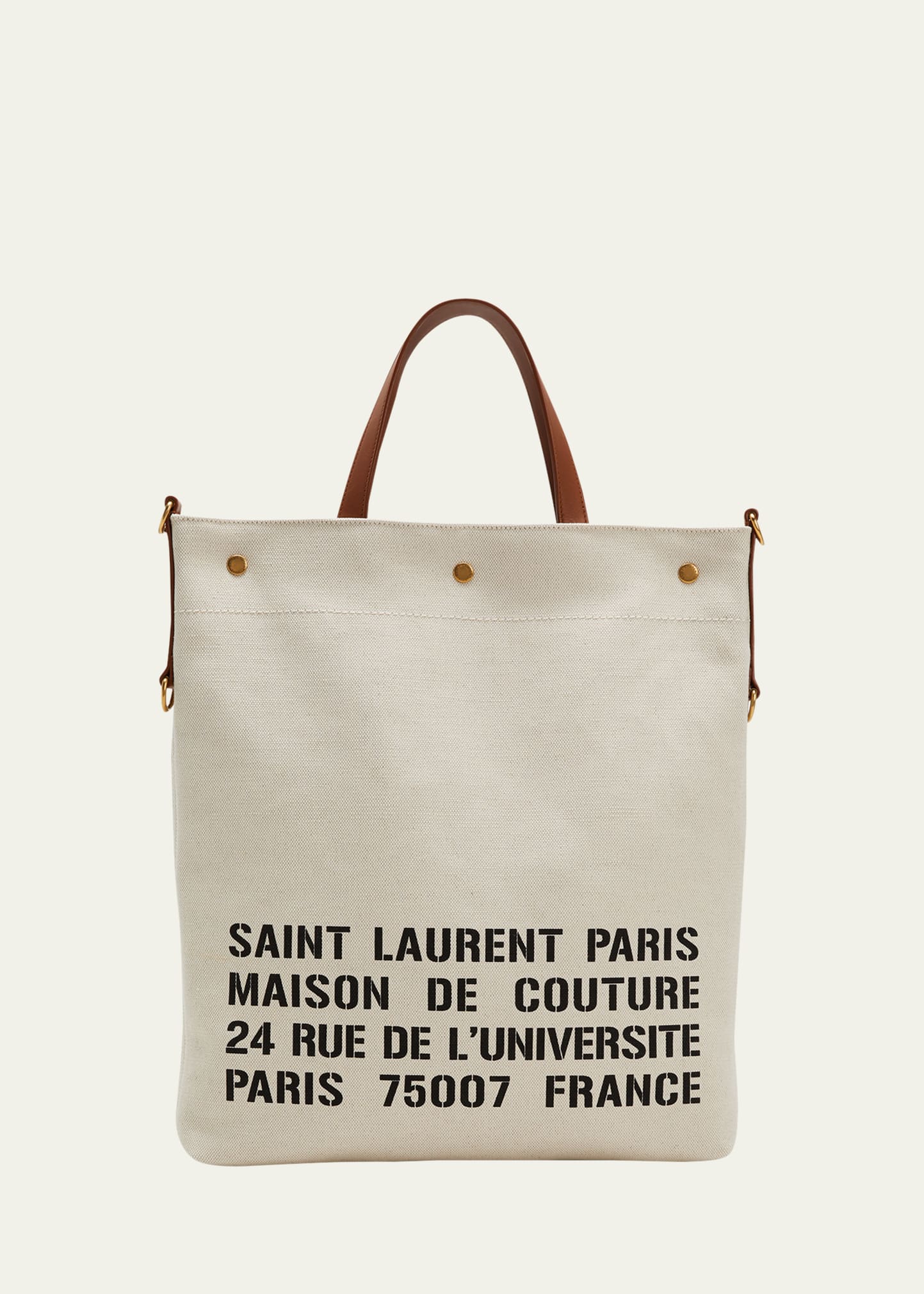 Saint Laurent Men's North South Foldable Tote In White