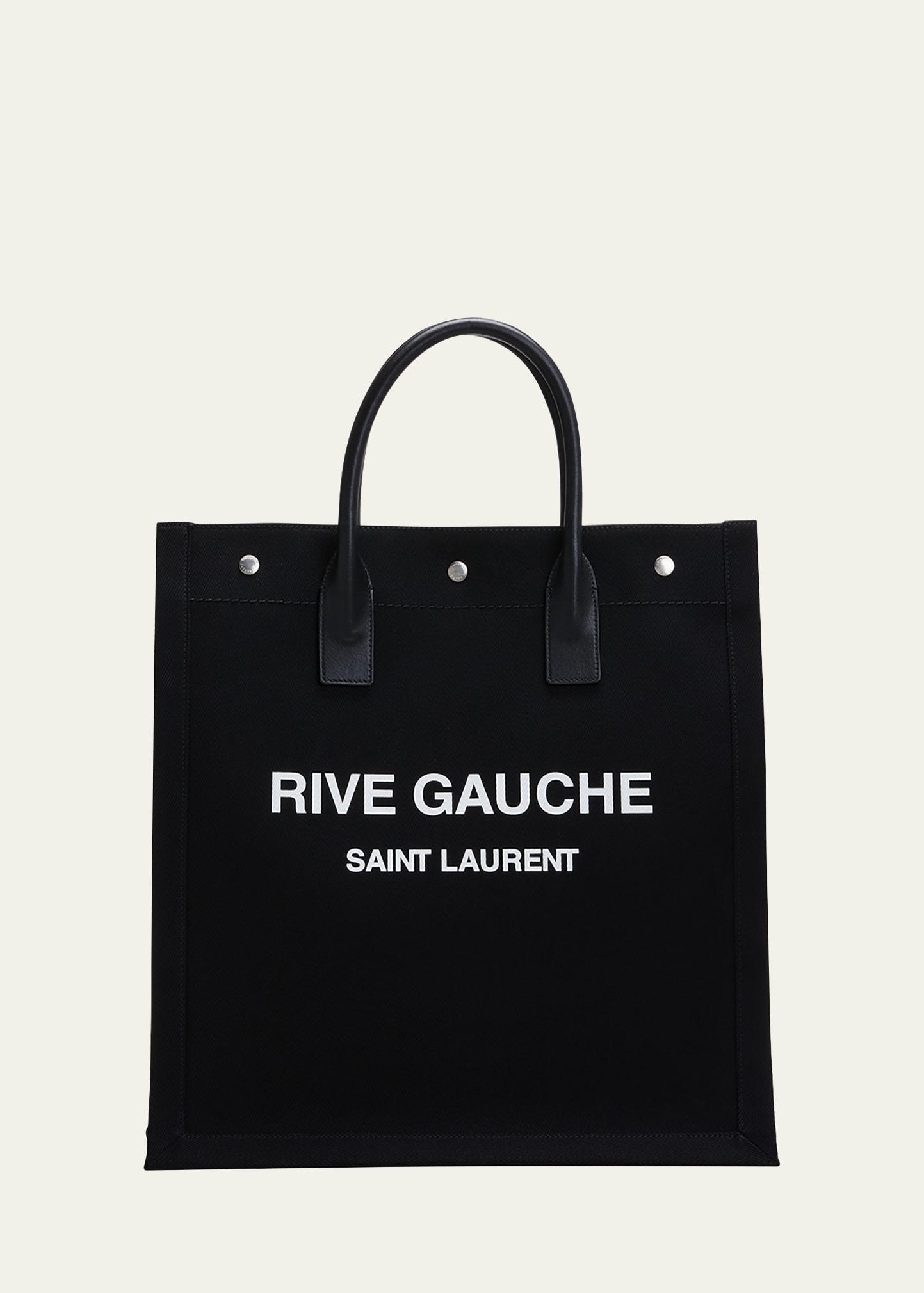 Shop Saint Laurent Men's North/south Rive Gauche Canvas Tote Bag In Nero