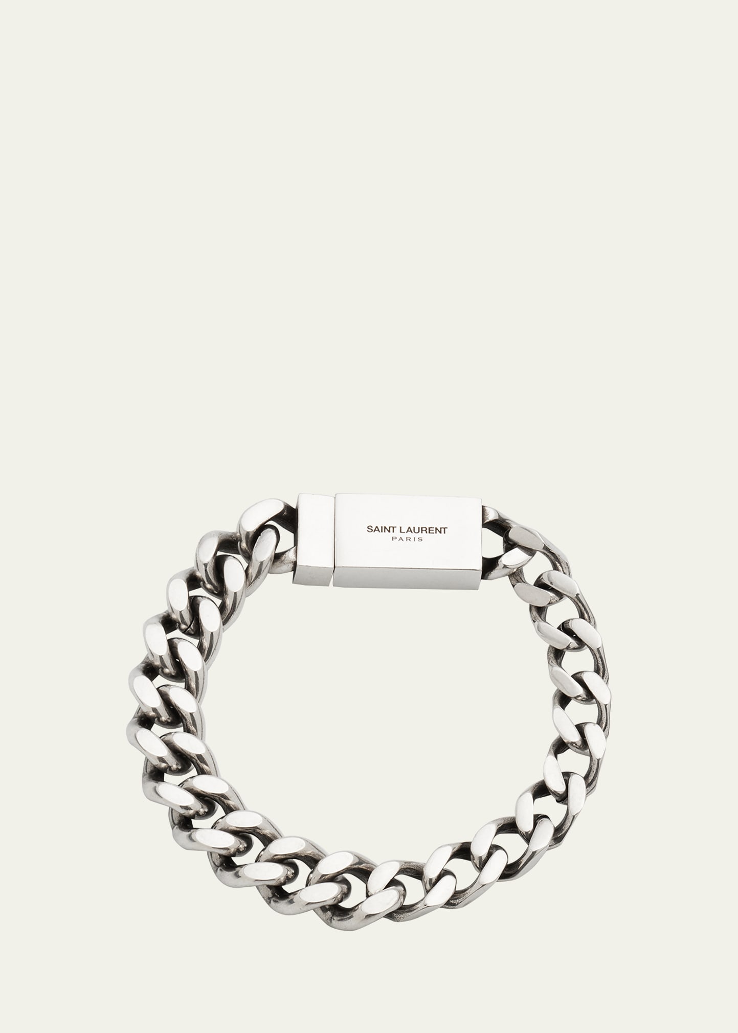 Saint Laurent Curb-chain Bracelet In Argent Oxyde
