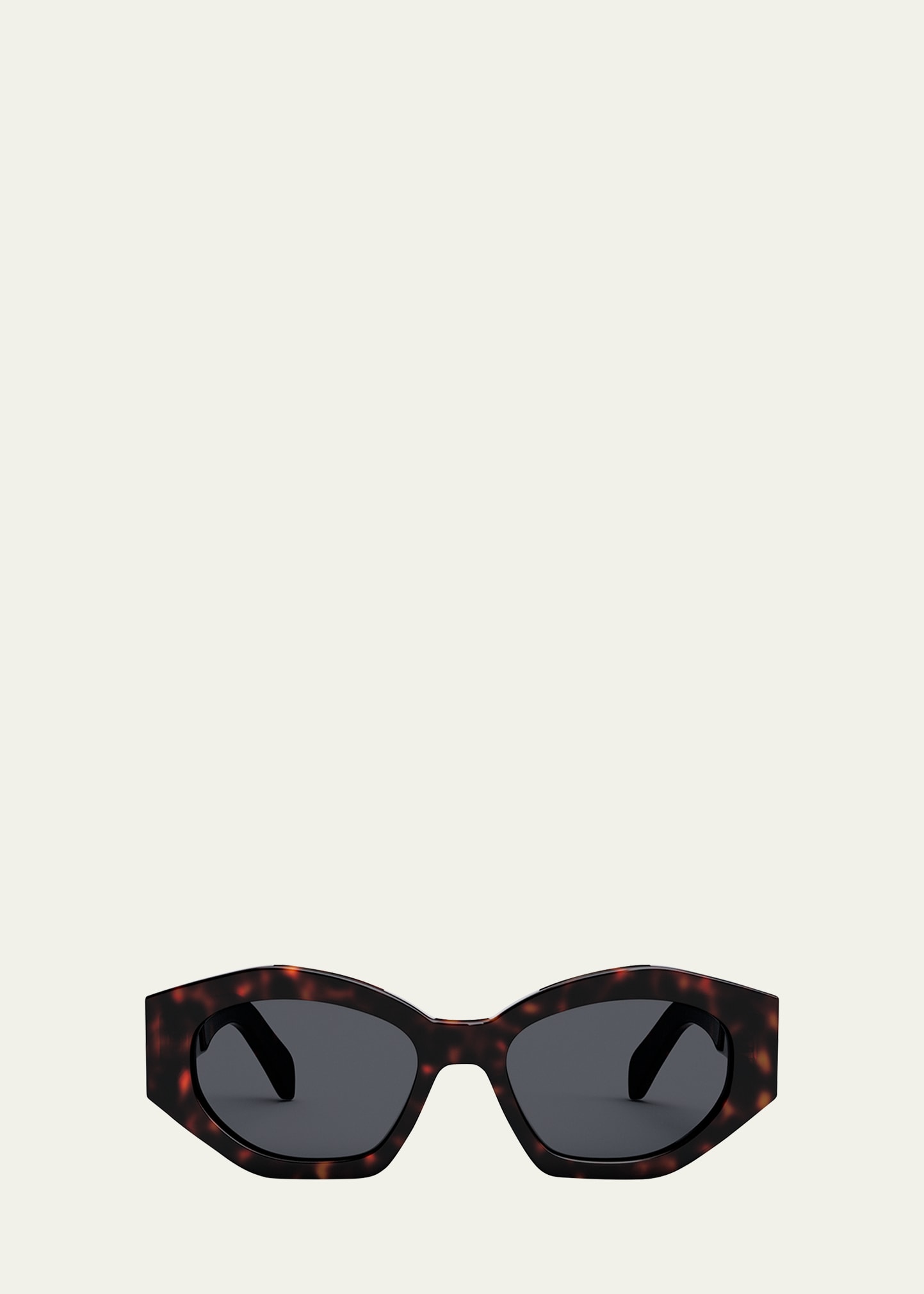 Shop Celine Triomphe Logo Acetate Cat-eye Sunglasses In Dark Havana Smoke