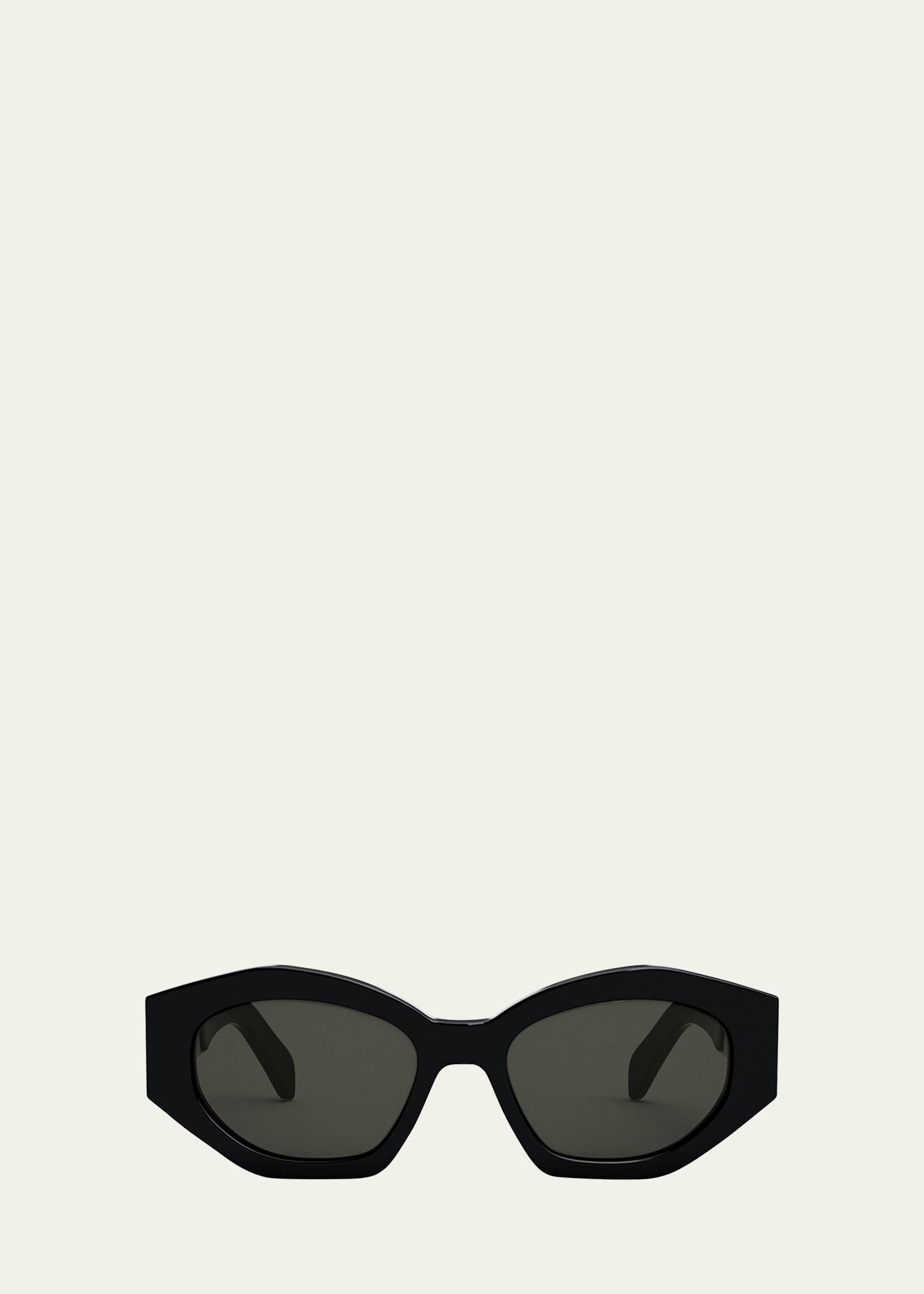 Shop Celine Triomphe Logo Acetate Cat-eye Sunglasses In Shiny Black Smok