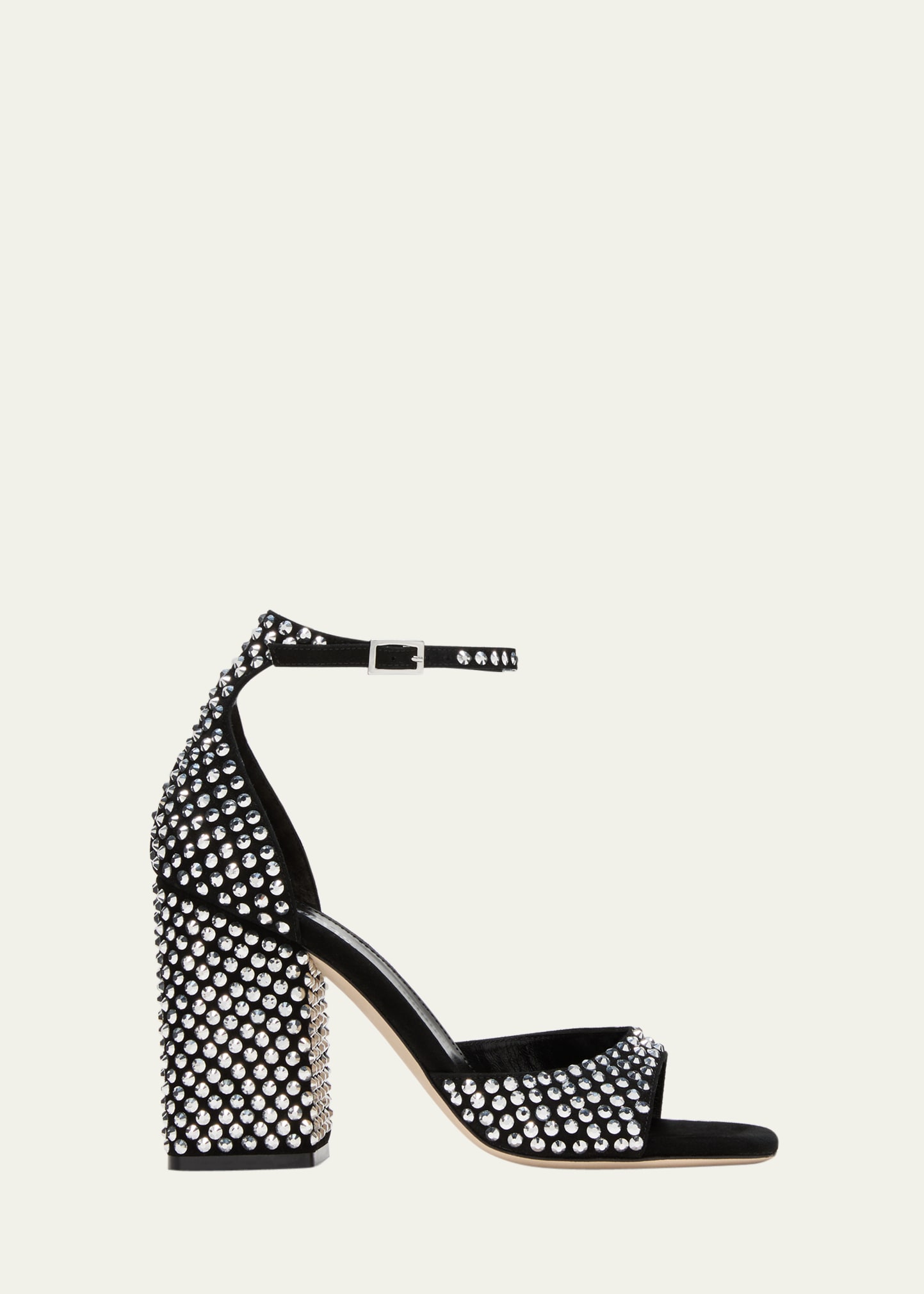 Paris Texas Holly Fiona Crystal Ankle-strap Sandals In Black Rock Diamon