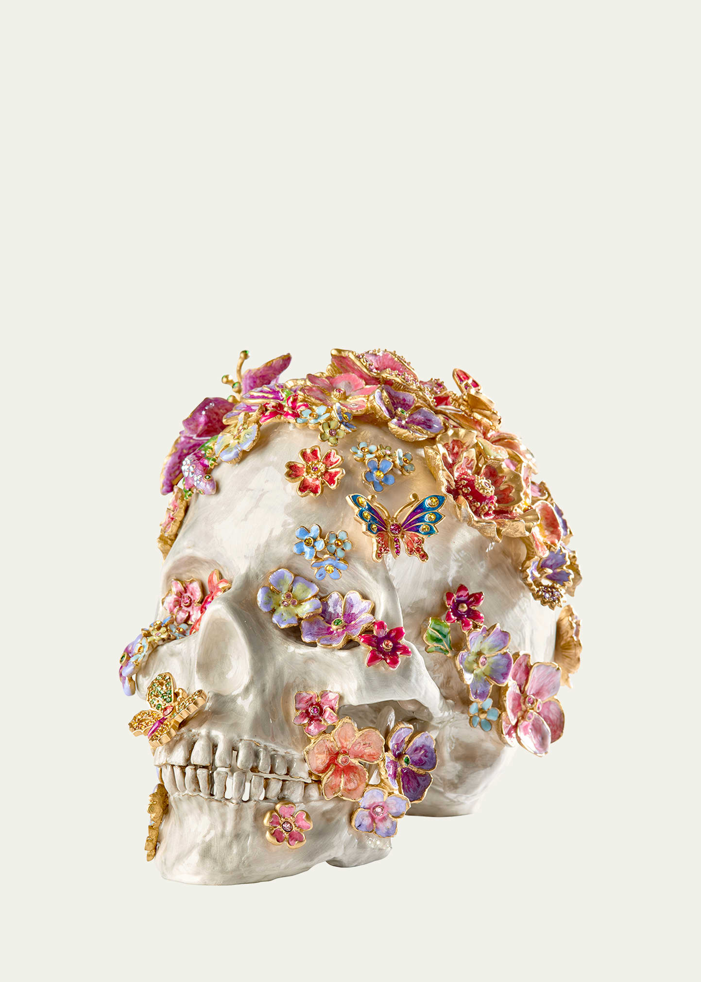 Jay Strongwater Skull With Flowers In Multi