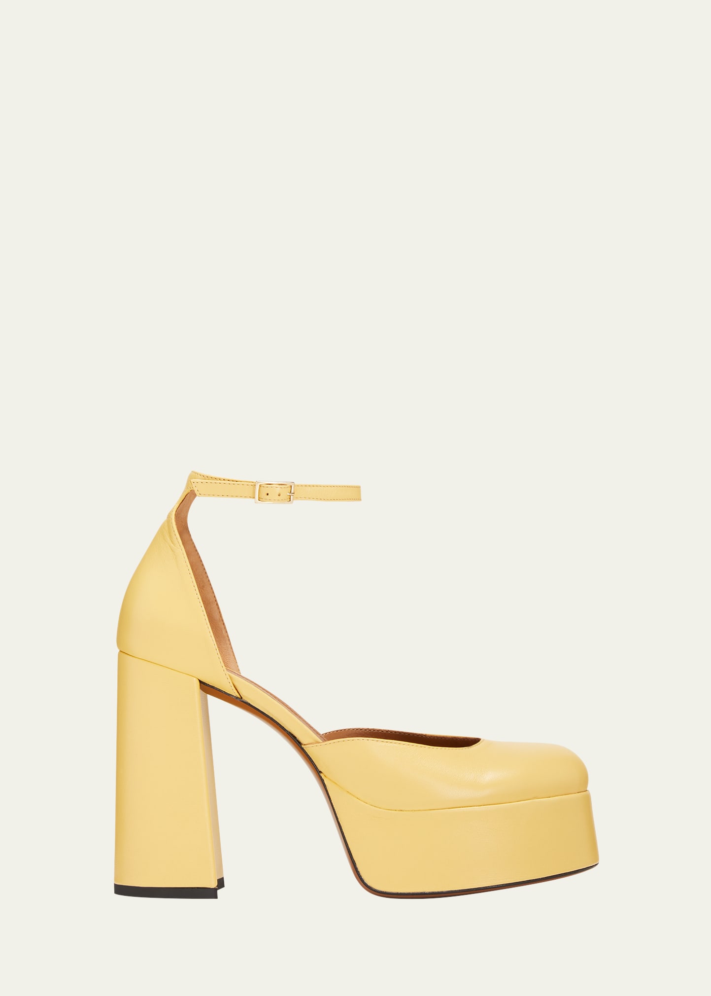 Atp Atelier 120mm Cellole Leather Pumps In Yellow