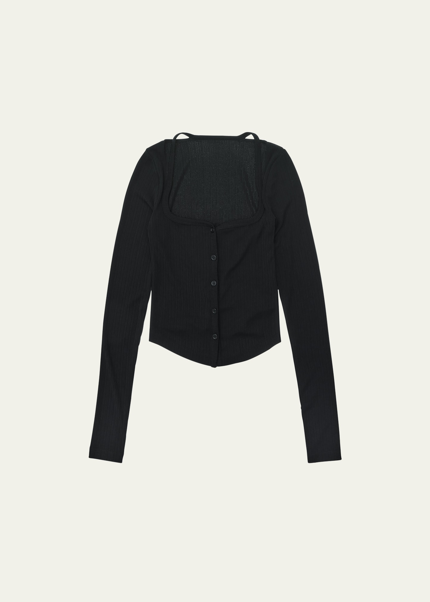 Helmut Lang Ribbed Square-neck Cardigan In Blk