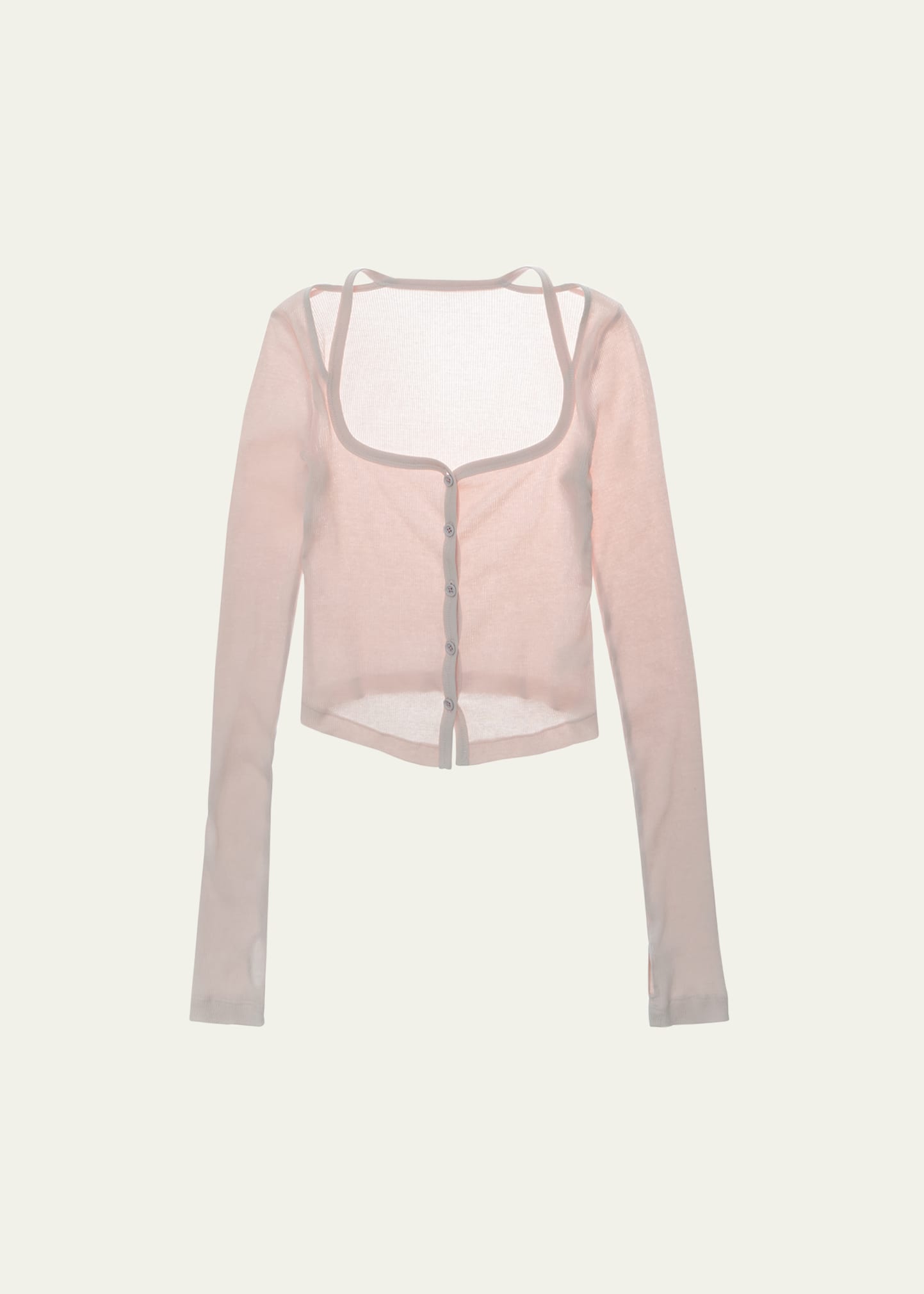Helmut Lang Ribbed Square-neck Cardigan In Lucid Pink