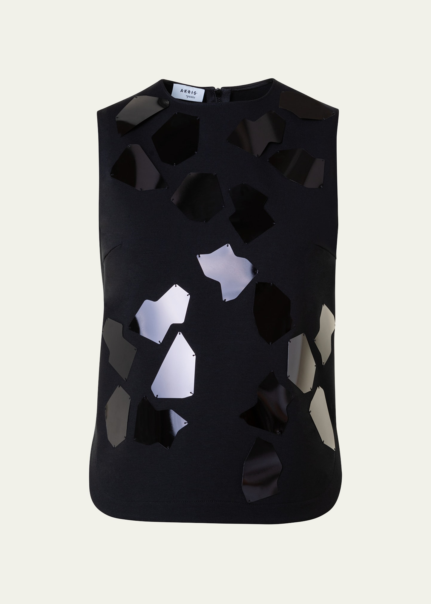 AKRIS PUNTO JERSEY TOP WITH EXTRA-LARGE SEQUIN DETAILS