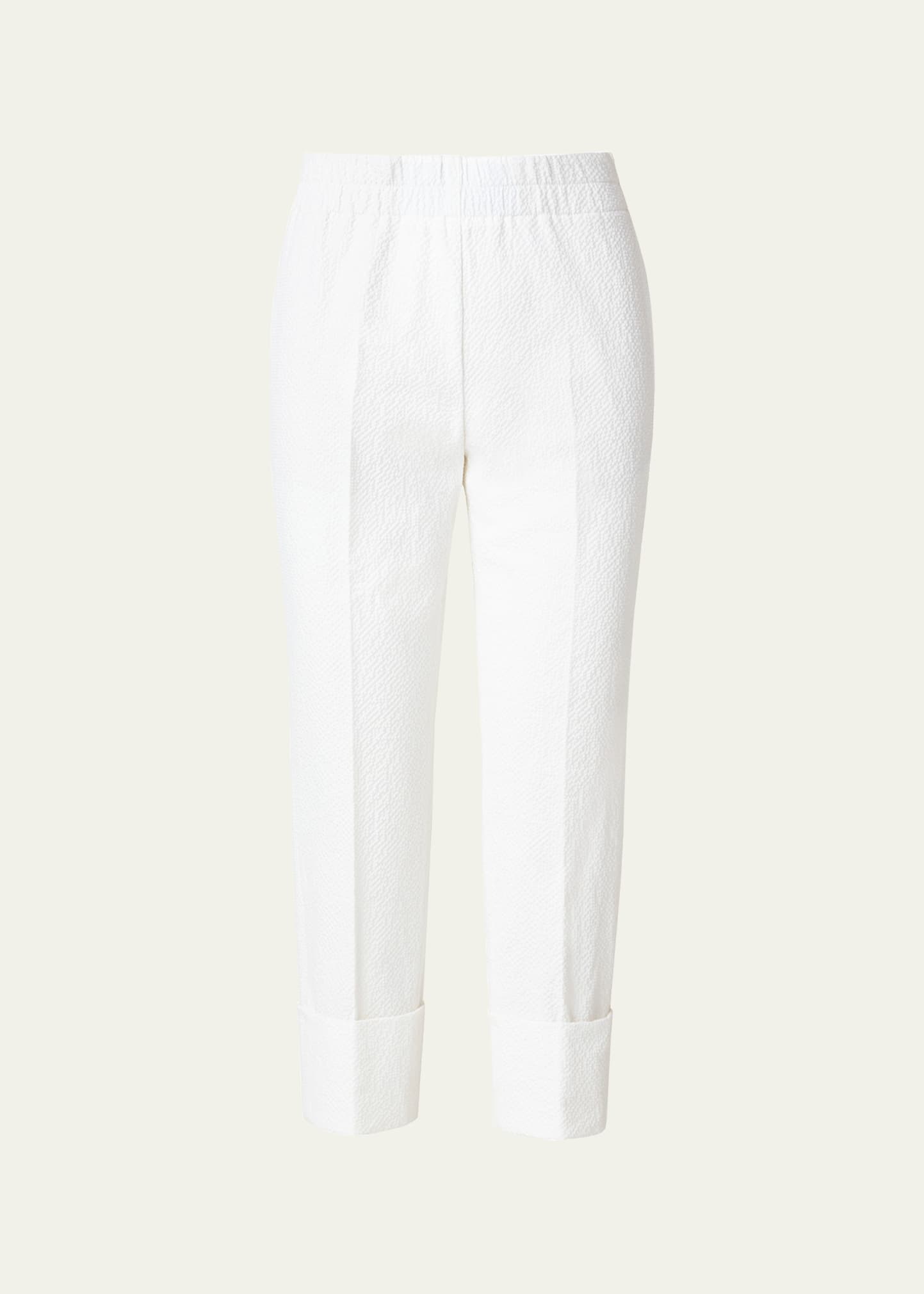 Akris Punto Farell Cotton Seersucker Pants In Cream