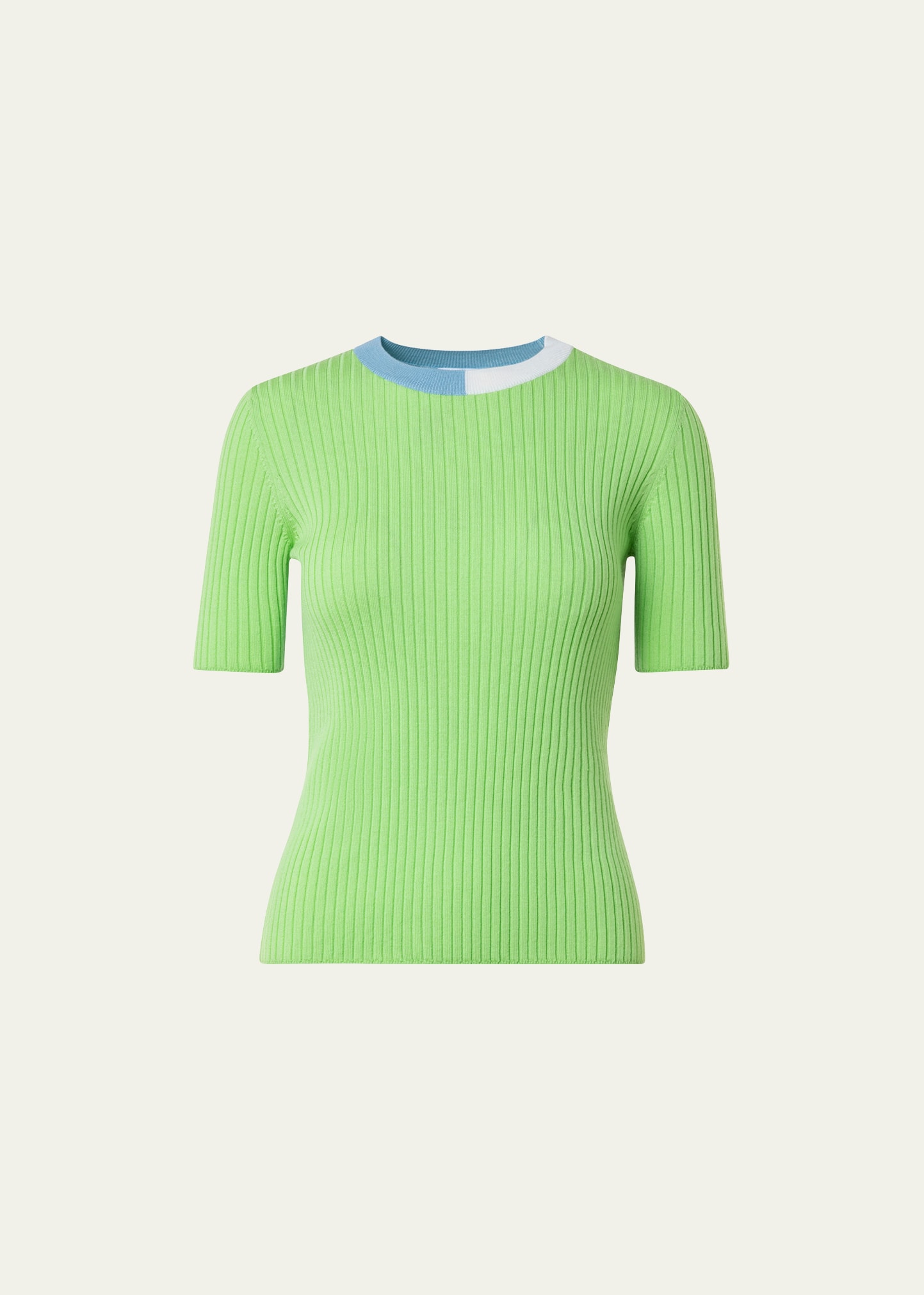 Colorblock Ribbed Knit Wool Top