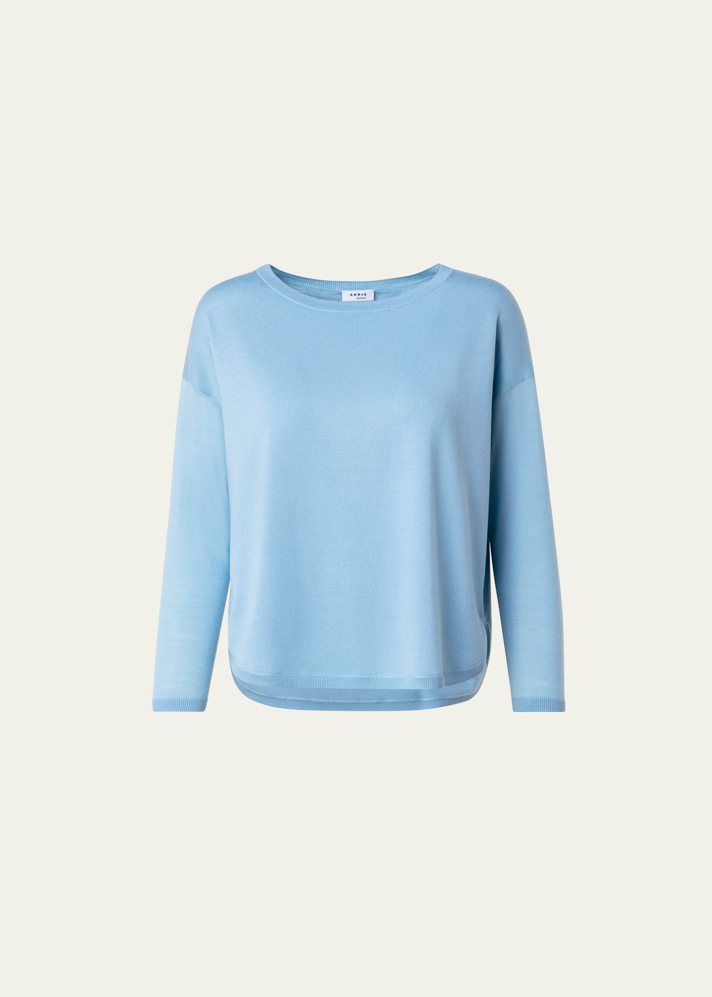 Akris Punto Merino Wool Knit Pullover Sweater In Pale Blue Denim
