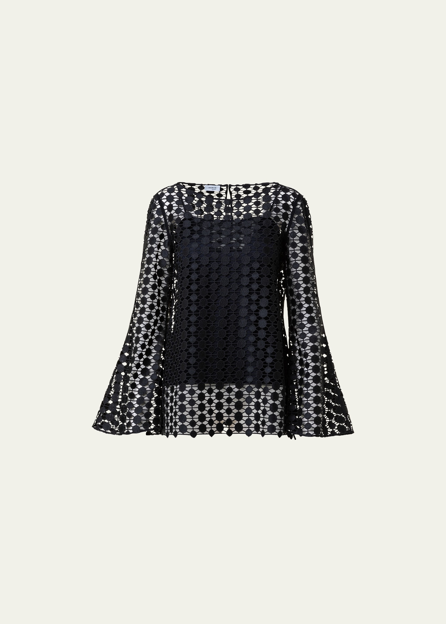 Akris Punto Kaleidoscope Dot Guipure Lace Blouse In Black