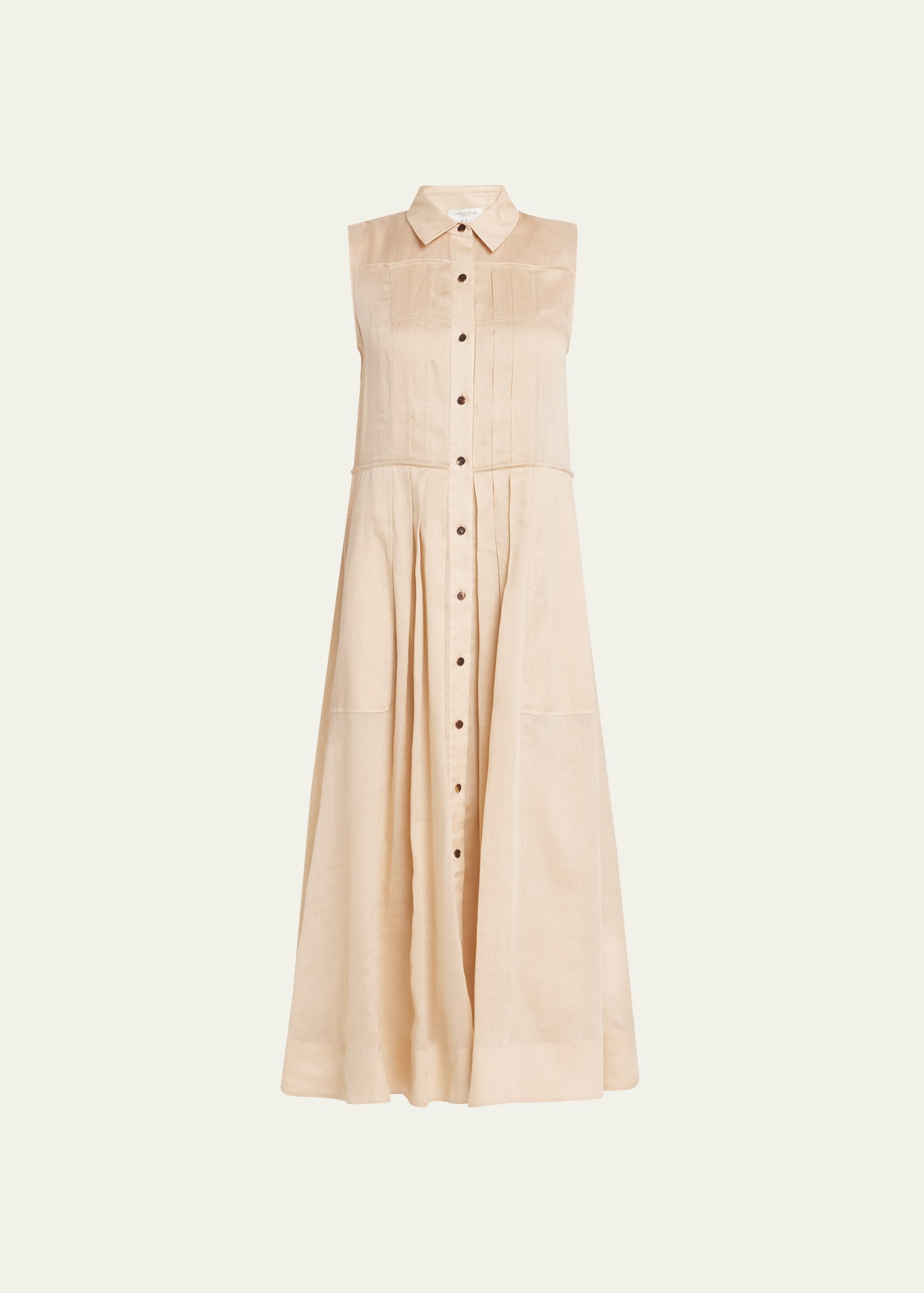 Lafayette 148 Sleeveless Pintuck Shirtdress In Dune