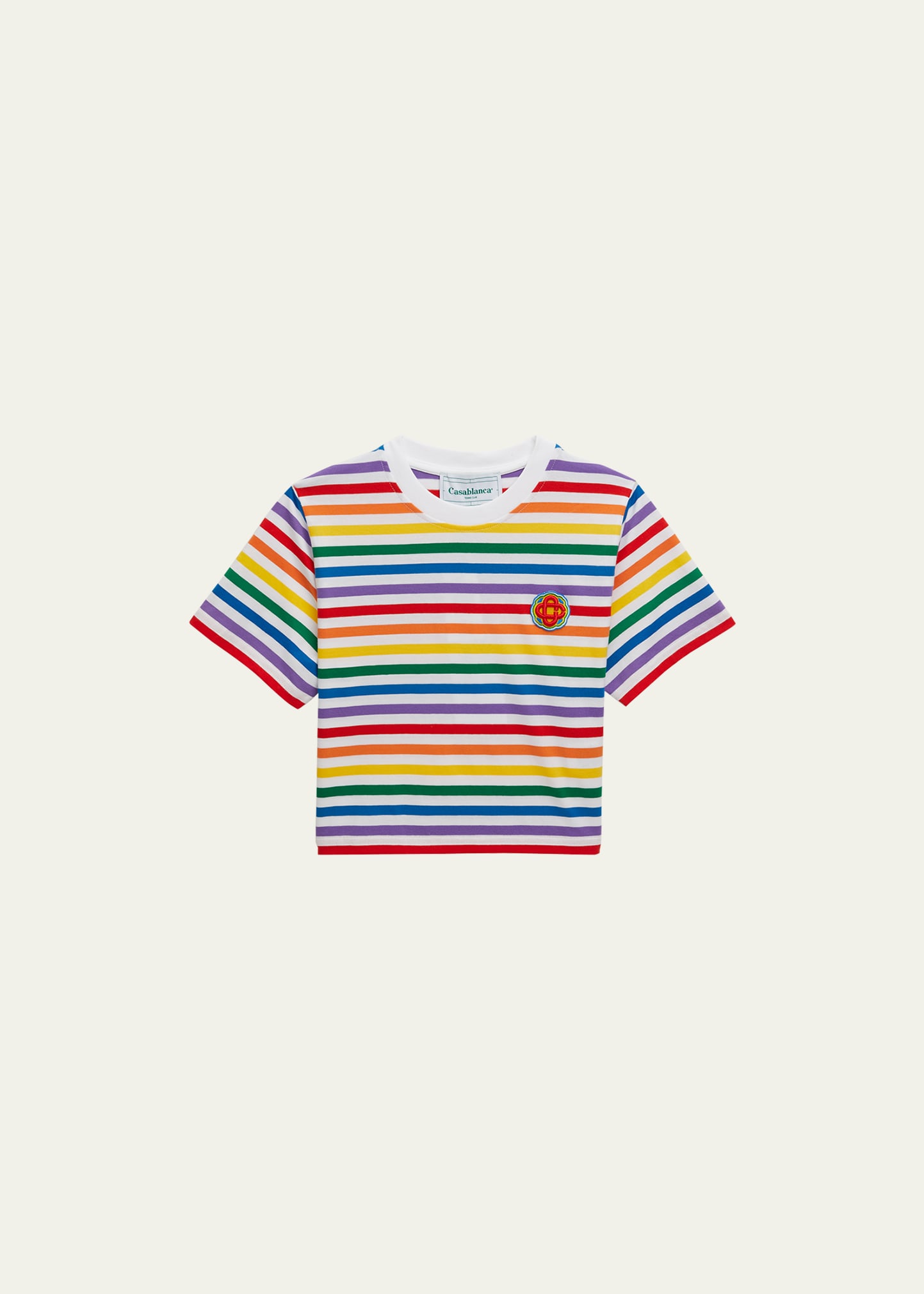 Casablanca Crew Neck Striped Pattern Cropped Length In Rainbow Stripe