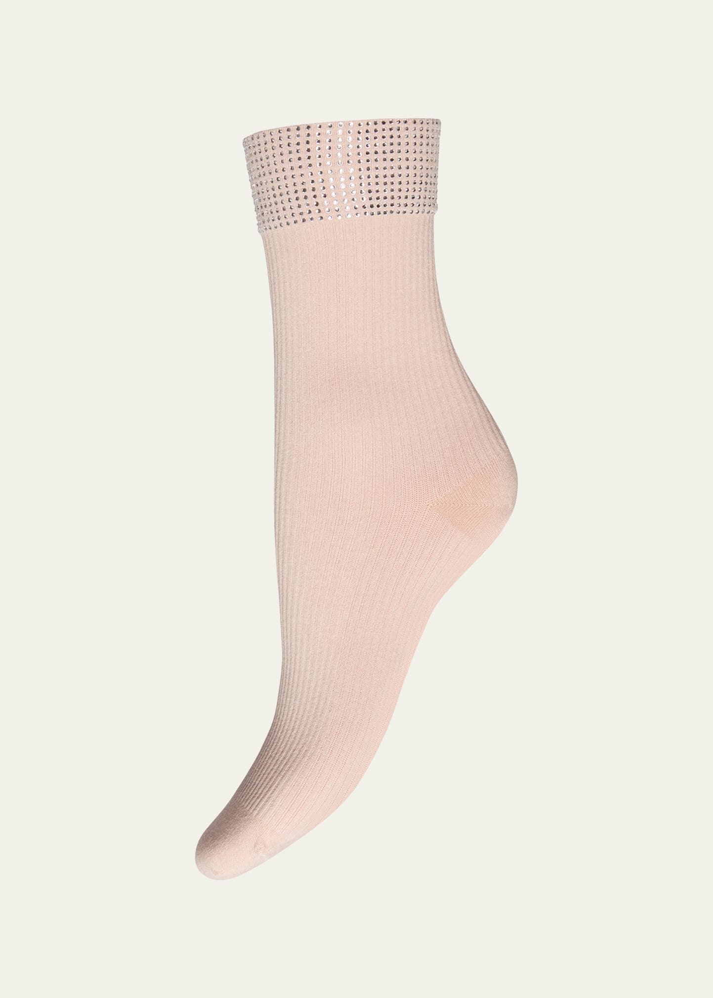 Shop Wolford Ribbed Crystal-embellished Ankle Socks In Rosepowder