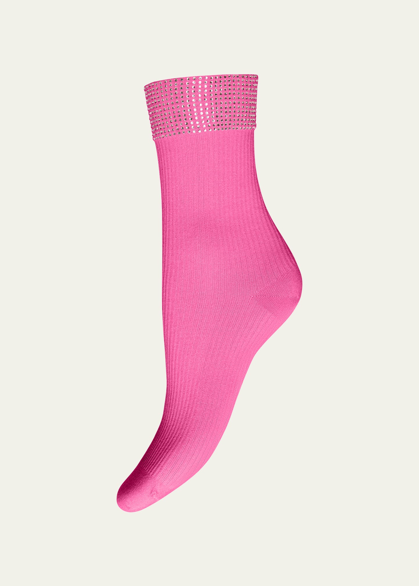 Shop Wolford Ribbed Crystal-embellished Ankle Socks In Dragon Fruit